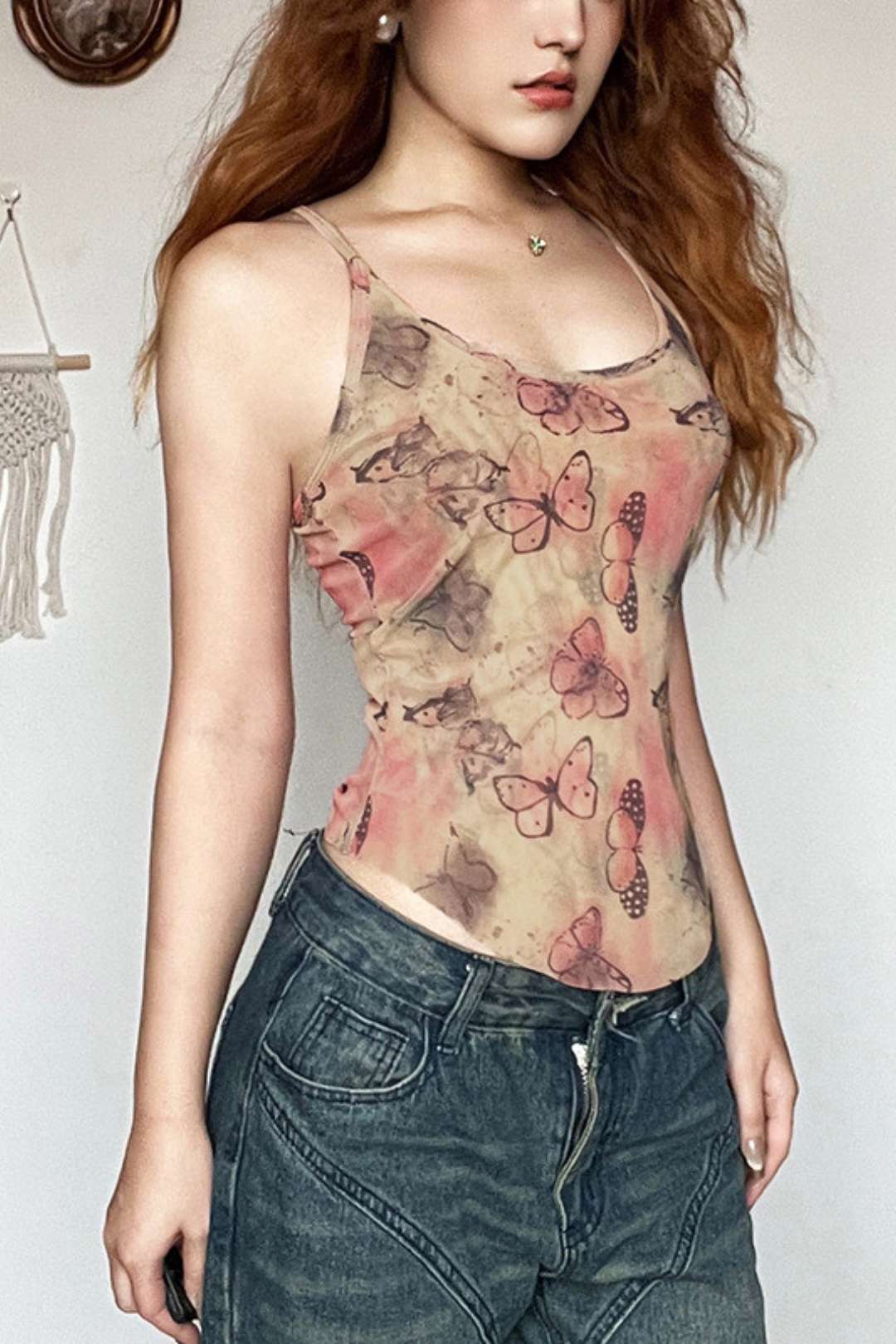 Street Fashion Sexy Butterfly Print Camisole
