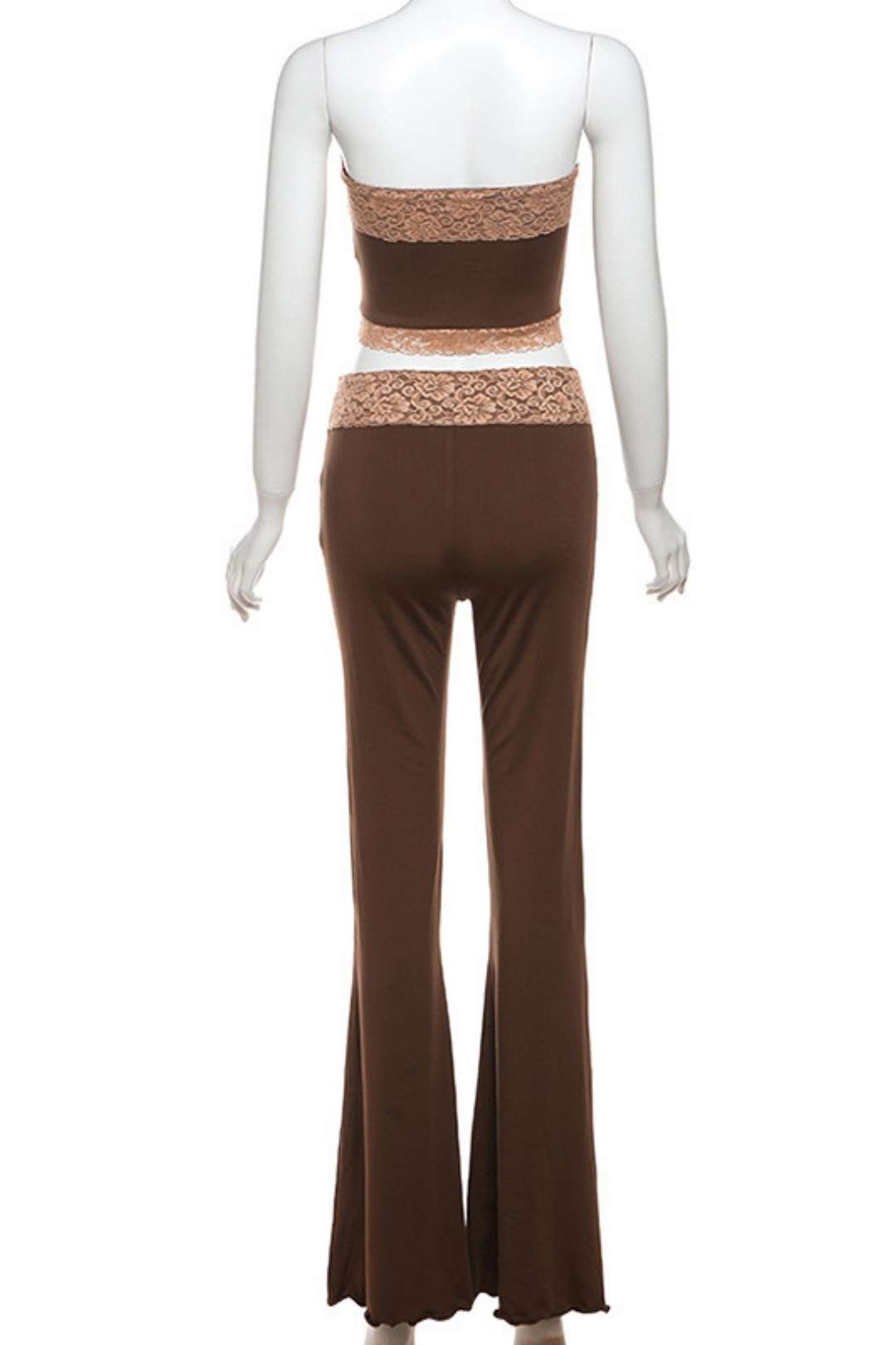 One-shoulder Slim-fitting Navel-baring Tube Top Low-waist Hip-lifting Bell-bottom Pants Suit