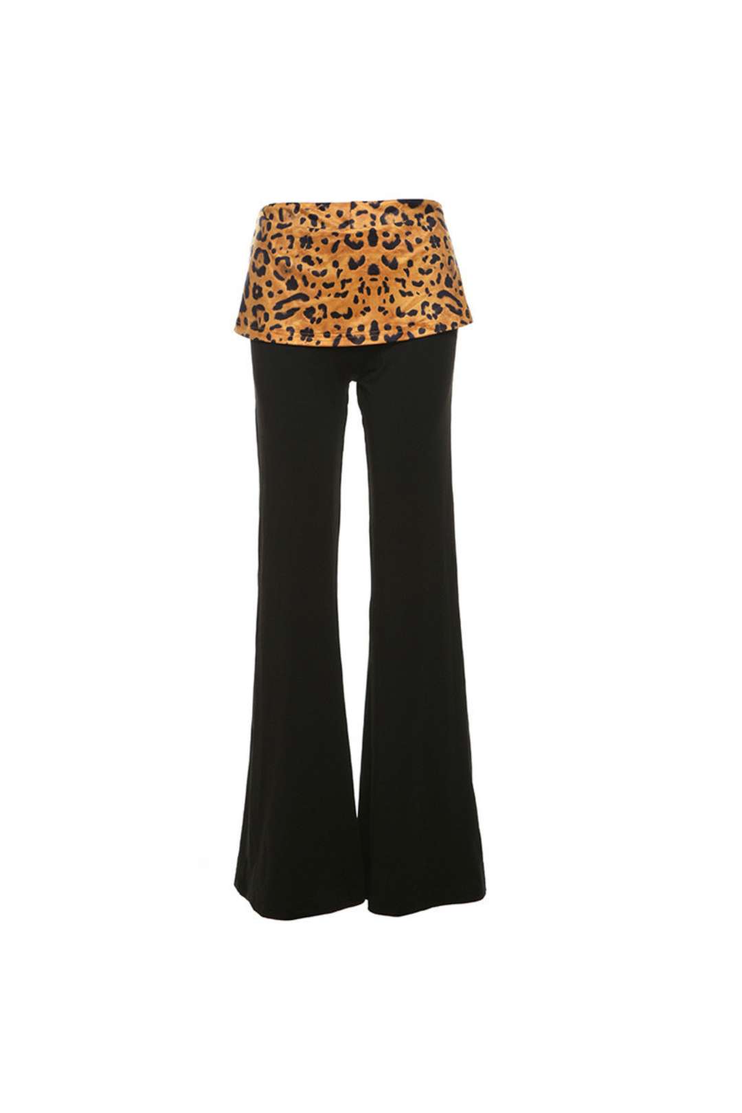 Low-waist Leopard Print Splicing Slim Micro-flared Casual Pants