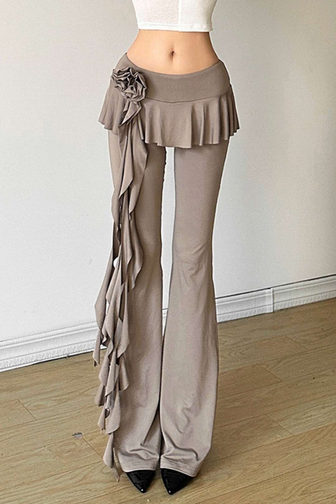 Flower Streamer Straight Casual Pants