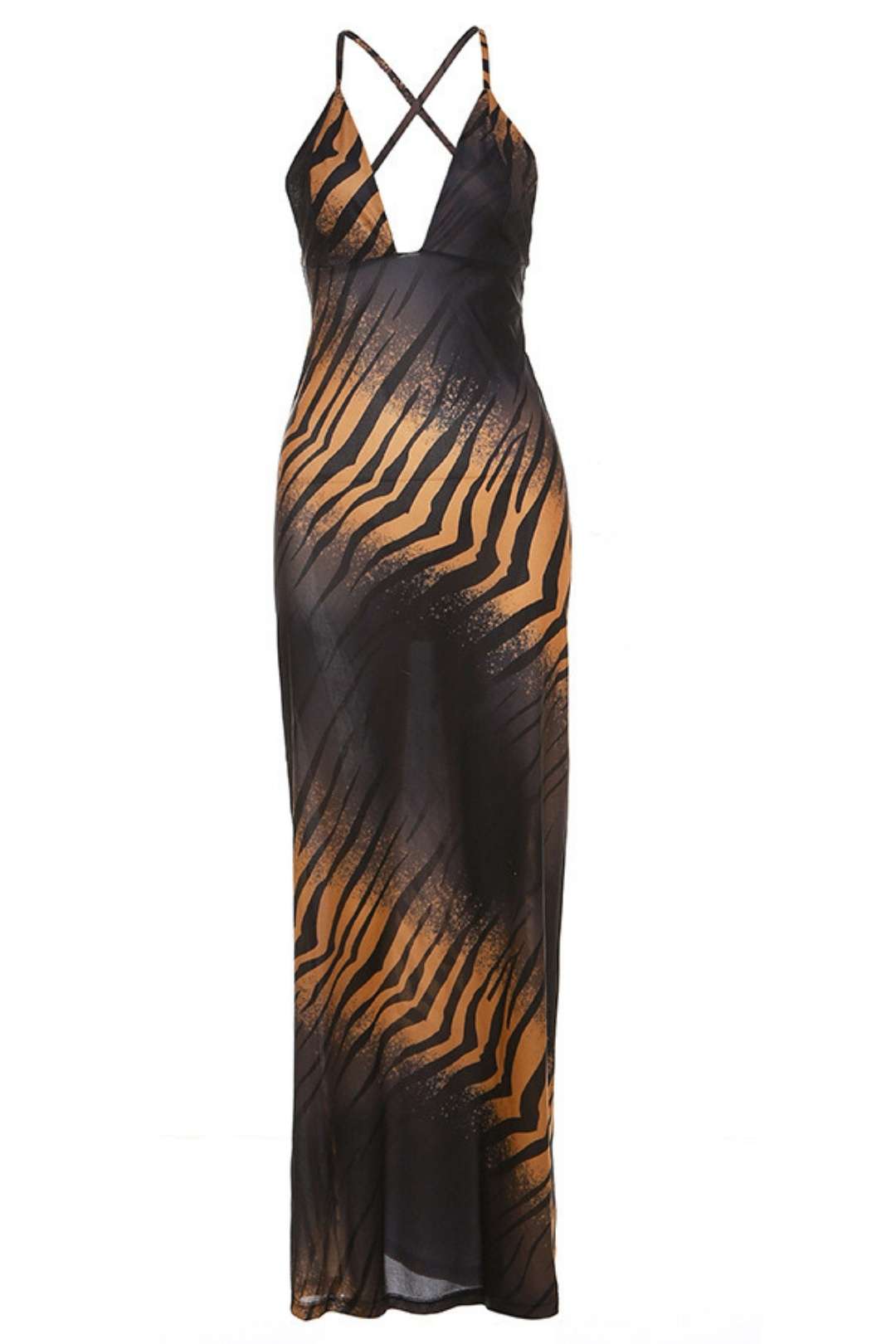 Sexy V-neck Backless Printed Slim-fitting Dress