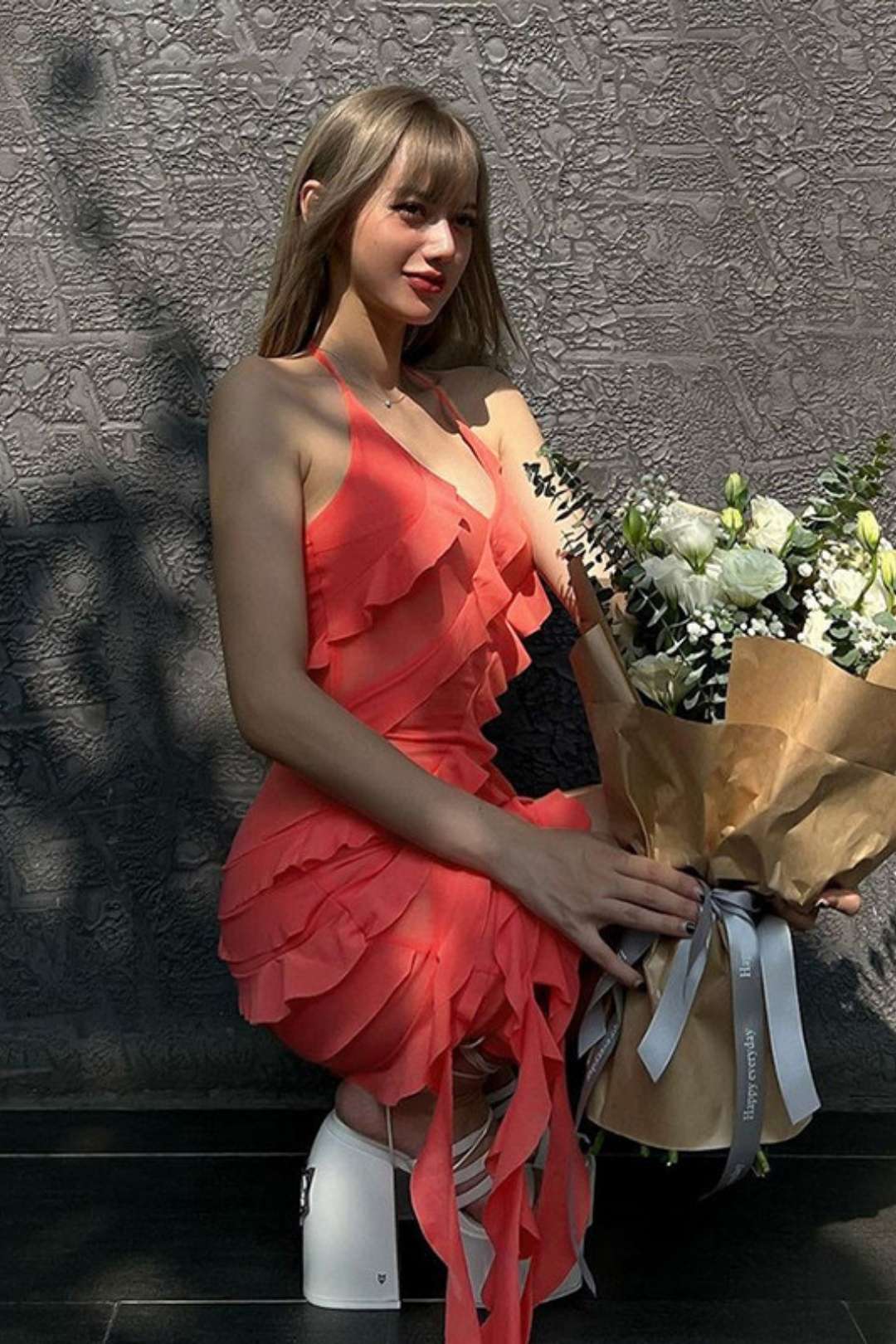 Solid Color Fashionable Irregular Design Strappy Halterneck Slim