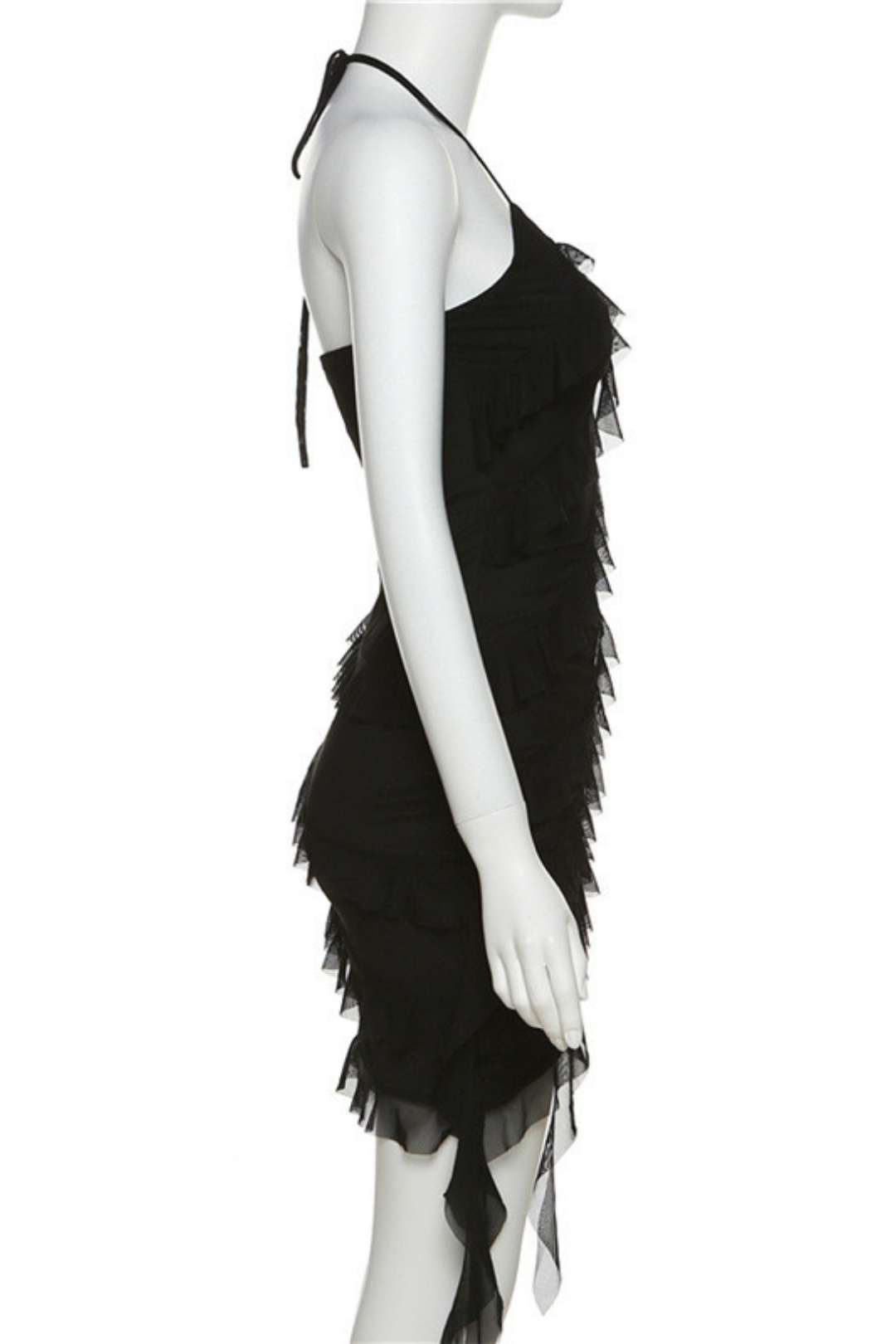 Solid Color Fashionable Irregular Design Strappy Halterneck Slim