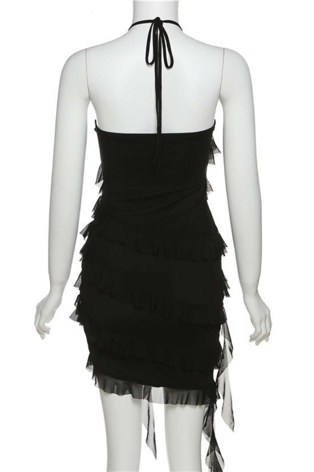 Solid Color Fashionable Irregular Design Strappy Halterneck Slim