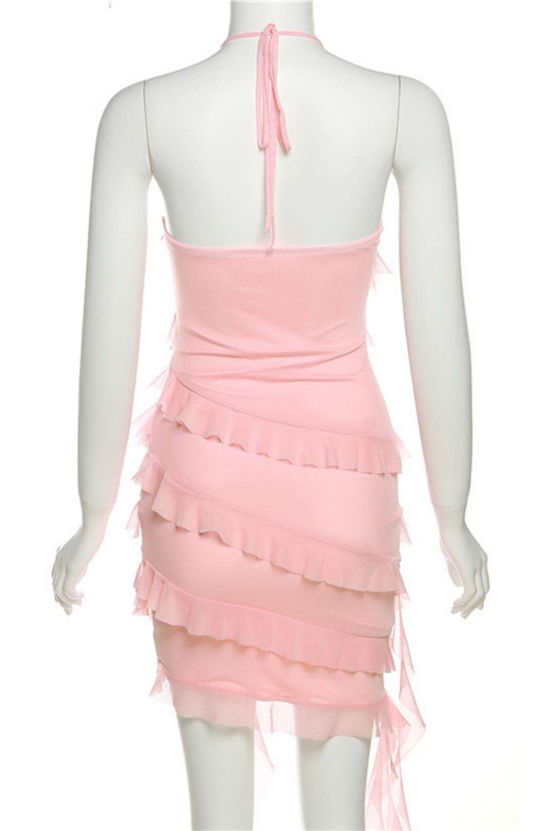 Solid Color Fashionable Irregular Design Strappy Halterneck Slim