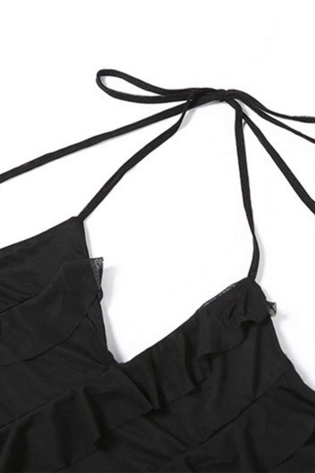 Solid Color Fashionable Irregular Design Strappy Halterneck Slim