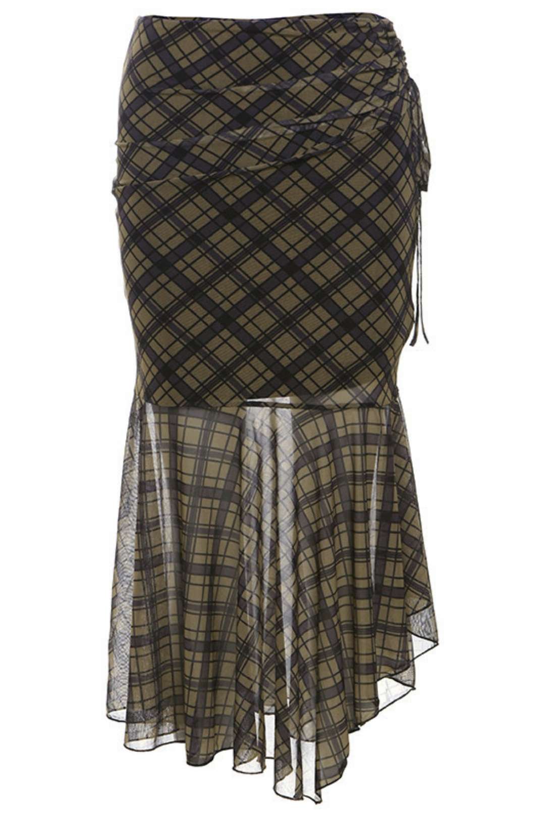 Slimming Street Fashion High Waist Bag Hip Plaid Skirt