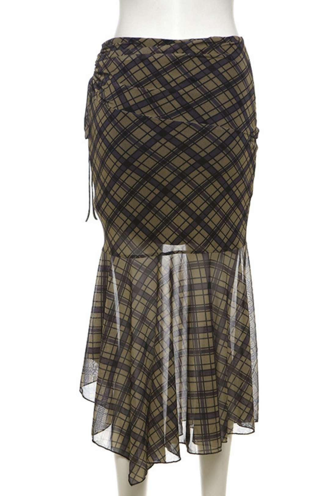 Slimming Street Fashion High Waist Bag Hip Plaid Skirt