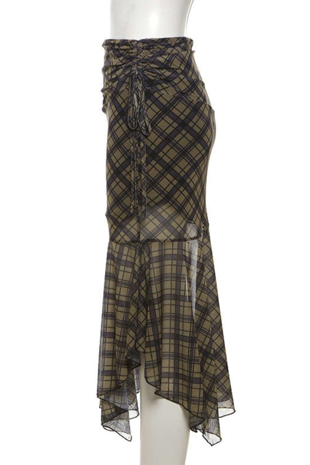 Slimming Street Fashion High Waist Bag Hip Plaid Skirt