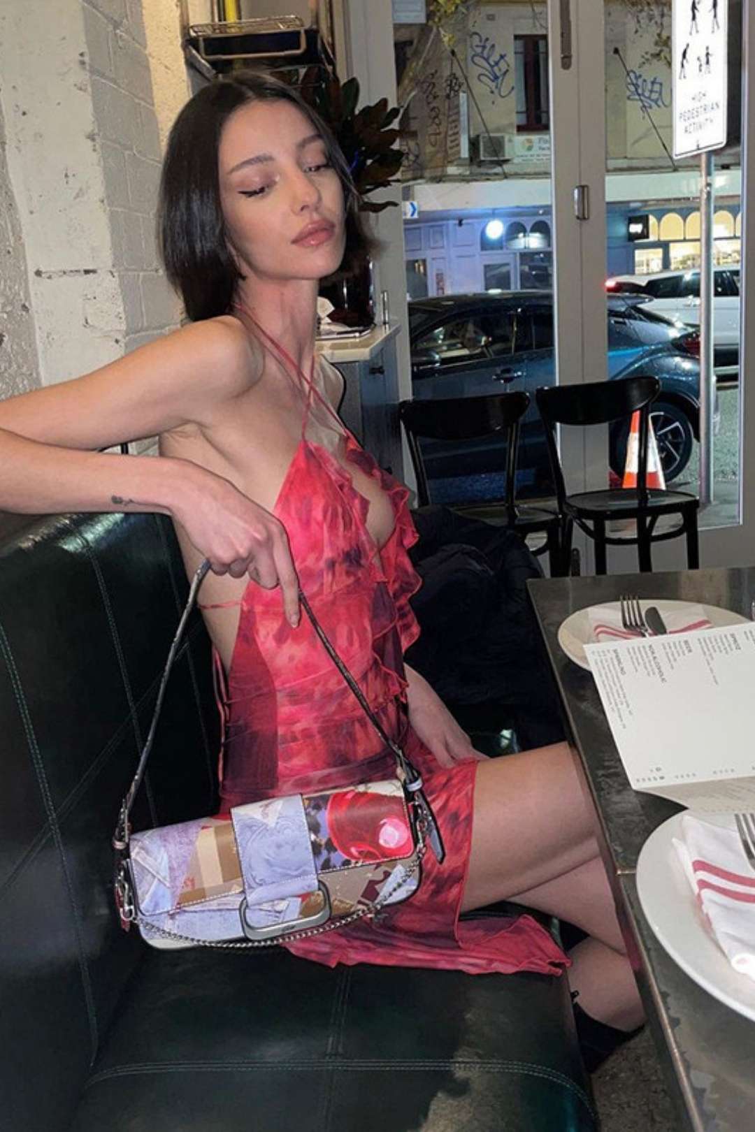 Halterneck Printed Hollow Backless