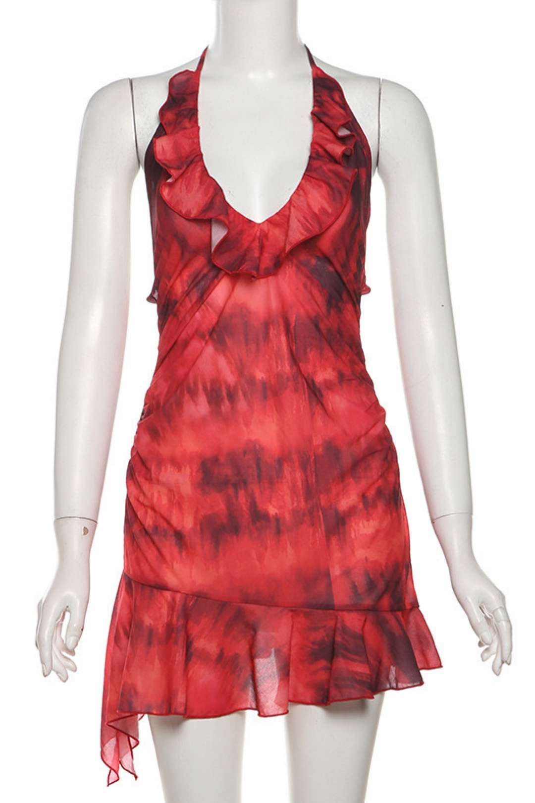 Halterneck Printed Hollow Backless