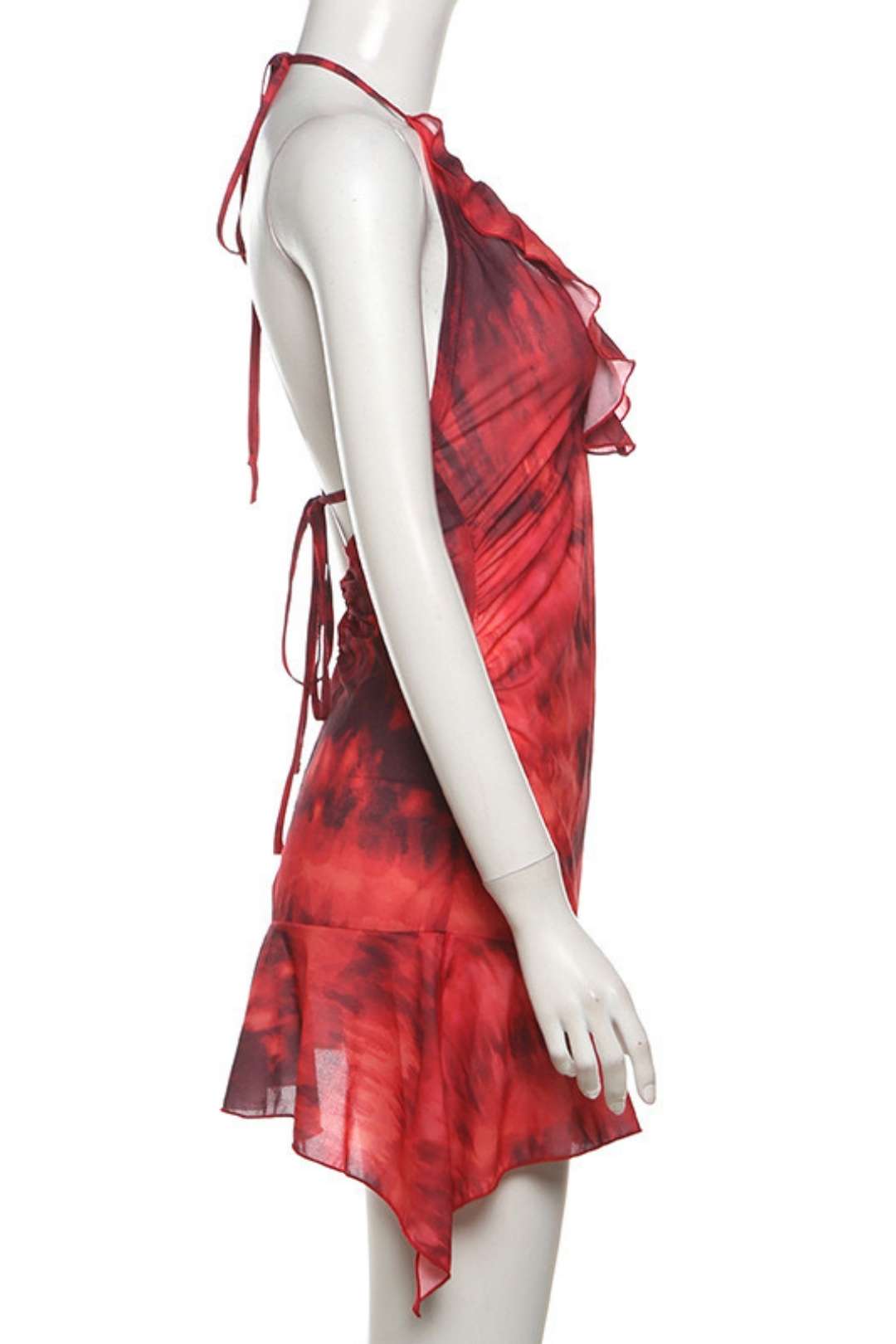 Halterneck Printed Hollow Backless