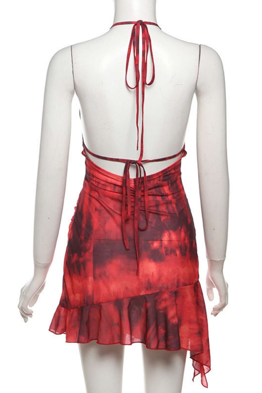 Halterneck Printed Hollow Backless