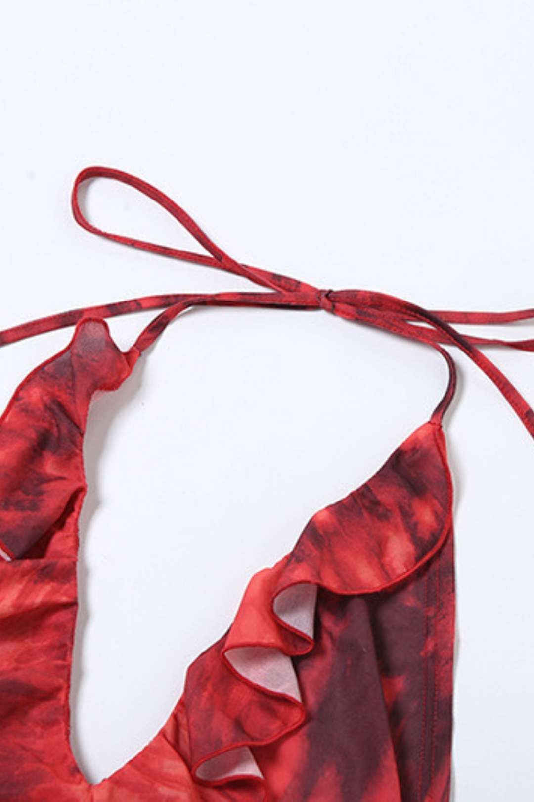 Halterneck Printed Hollow Backless