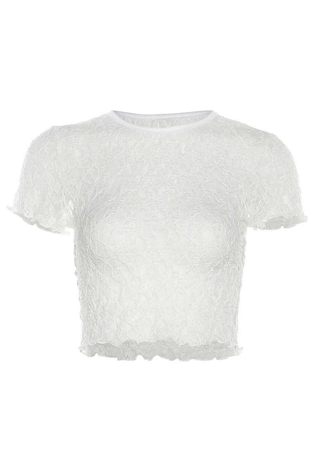 Round Neck Short-sleeved Gauze Navel Exposed Slim Fit Versatile T-shirt