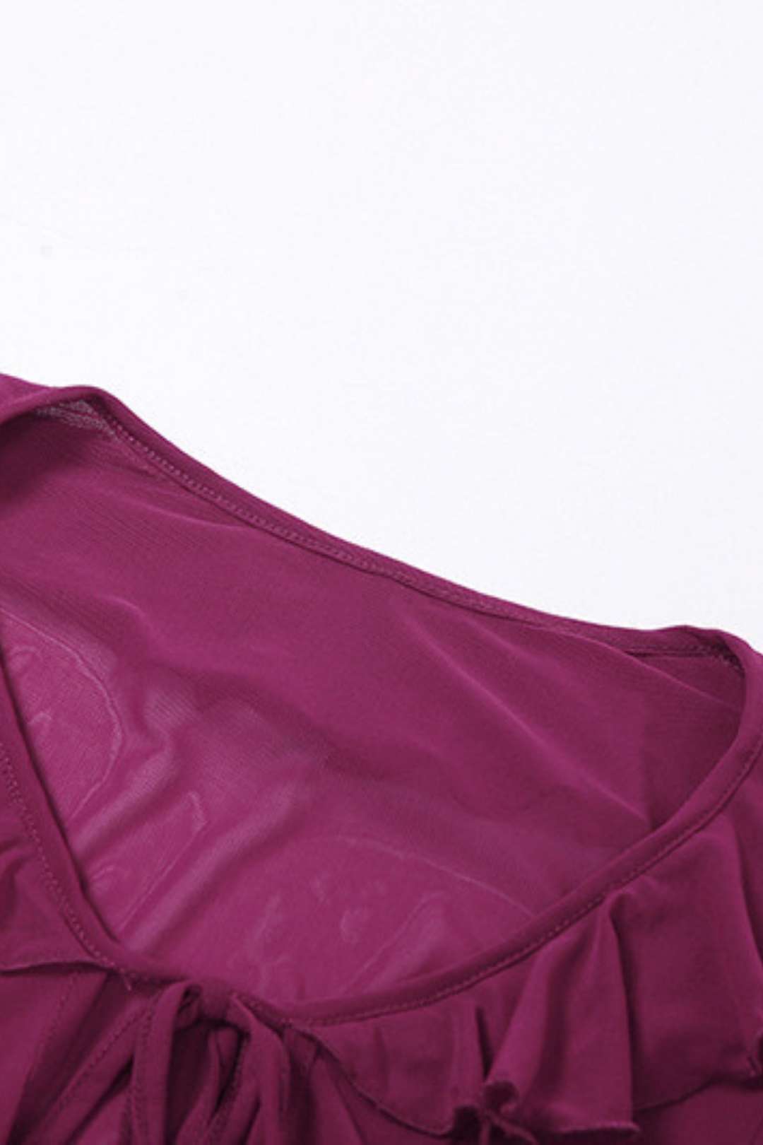 Long-sleeved U-neck Strap Slim Gauze See-through Dress