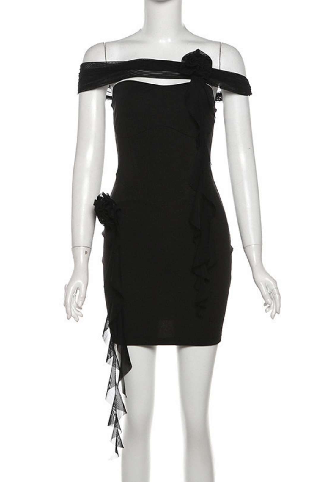 High Waist Fashionable One-line Collar Chest-wrapped Dress
