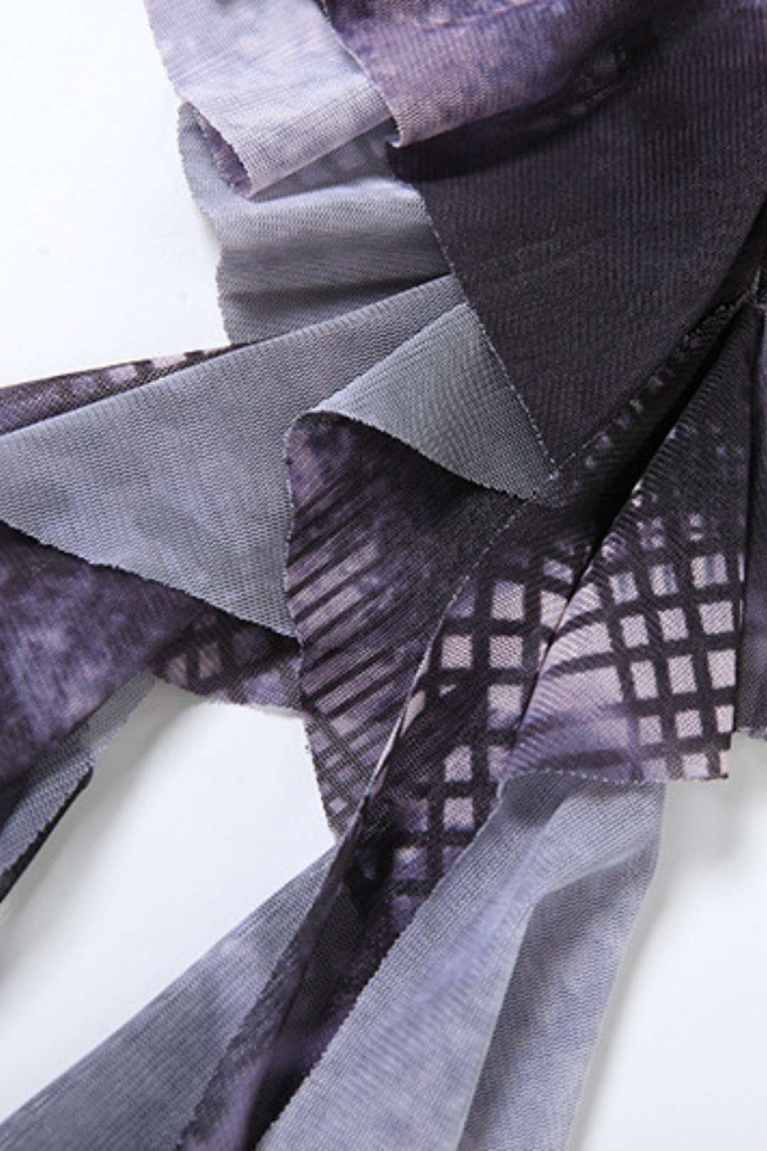 Collar Ruffled Sleeveless Printed Mesh Slim Vest