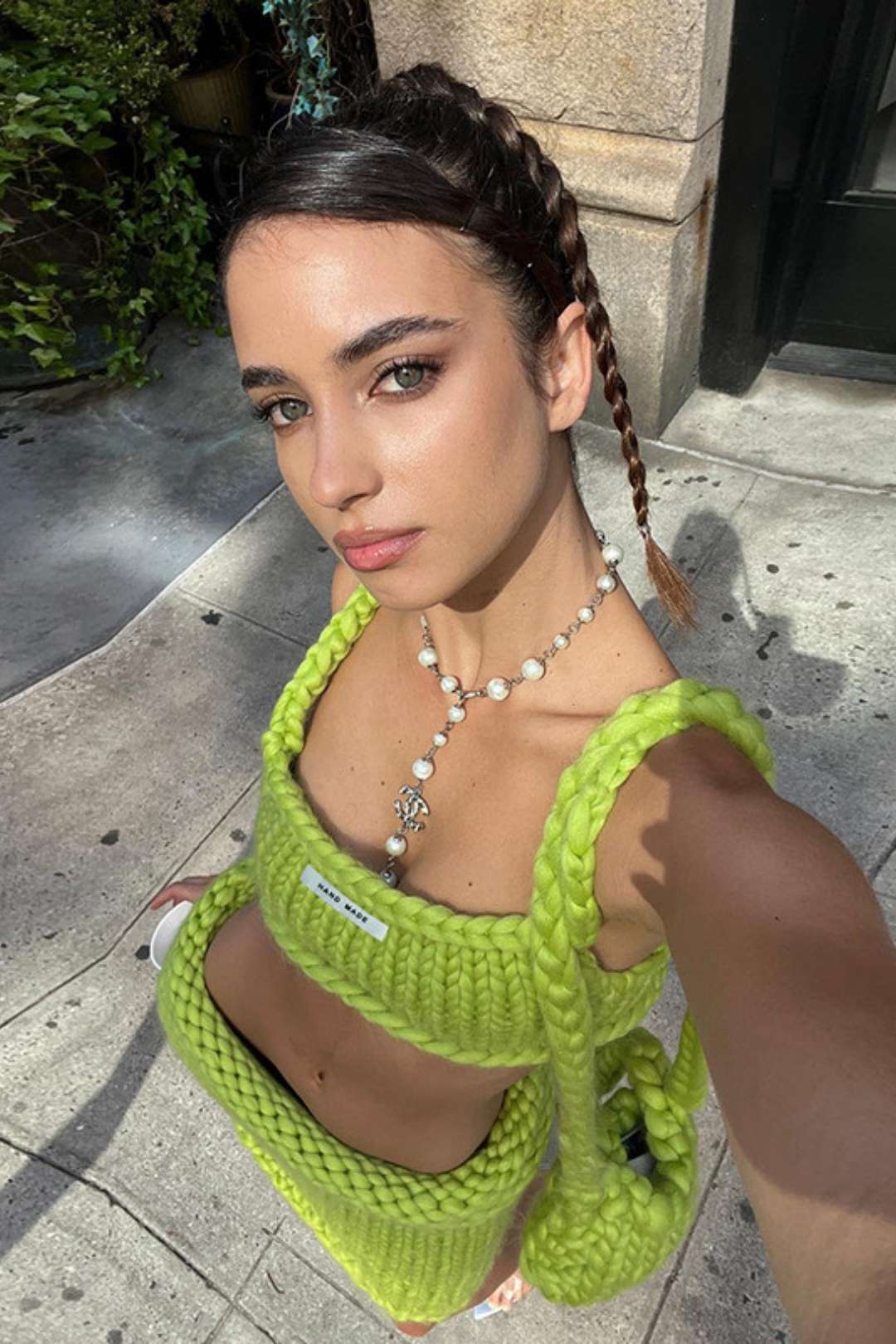 One-shoulder Slim Vest, Low Waist Hip-covering Knitted Skirt Suit