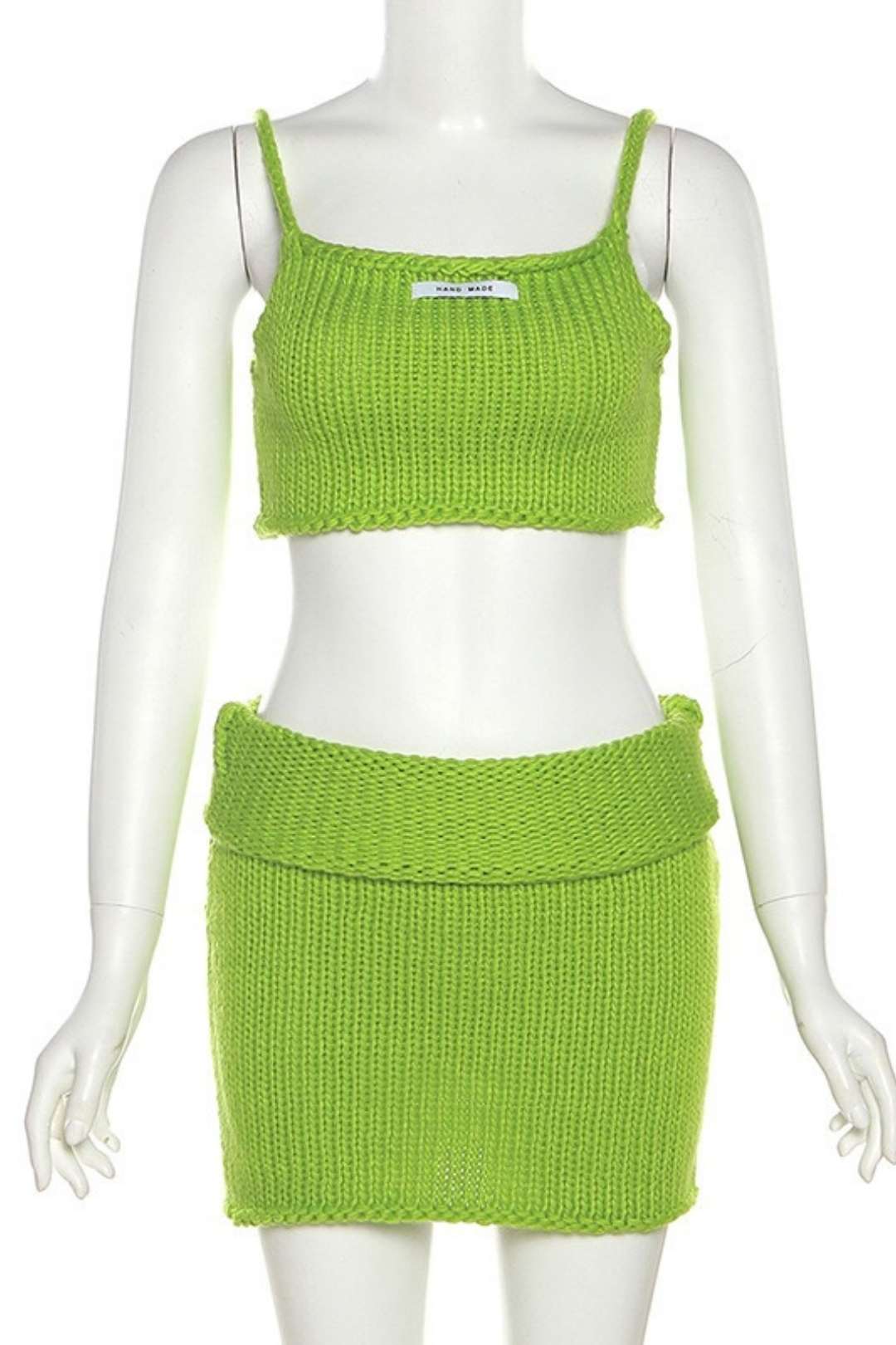 One-shoulder Slim Vest, Low Waist Hip-covering Knitted Skirt Suit