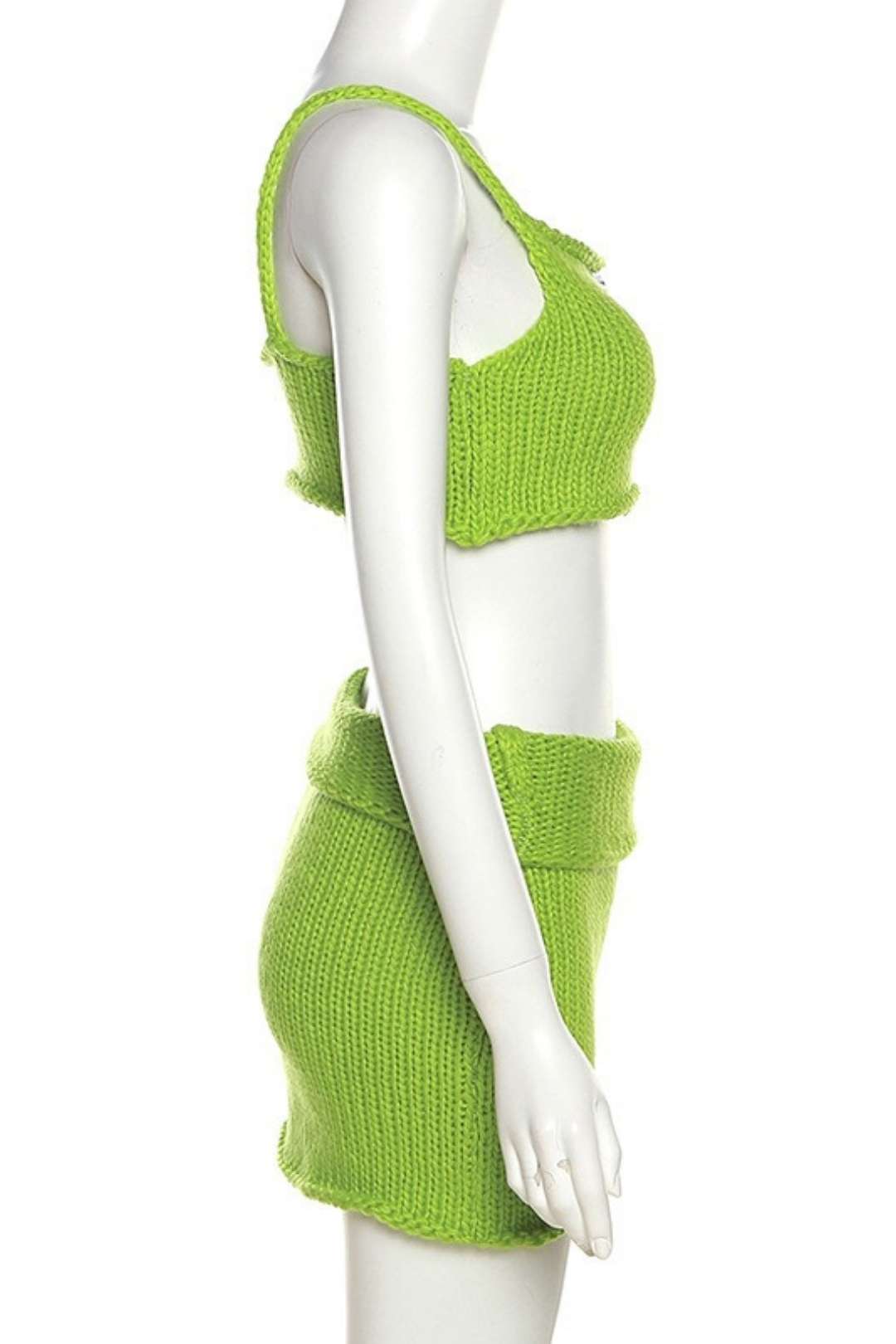 One-shoulder Slim Vest, Low Waist Hip-covering Knitted Skirt Suit