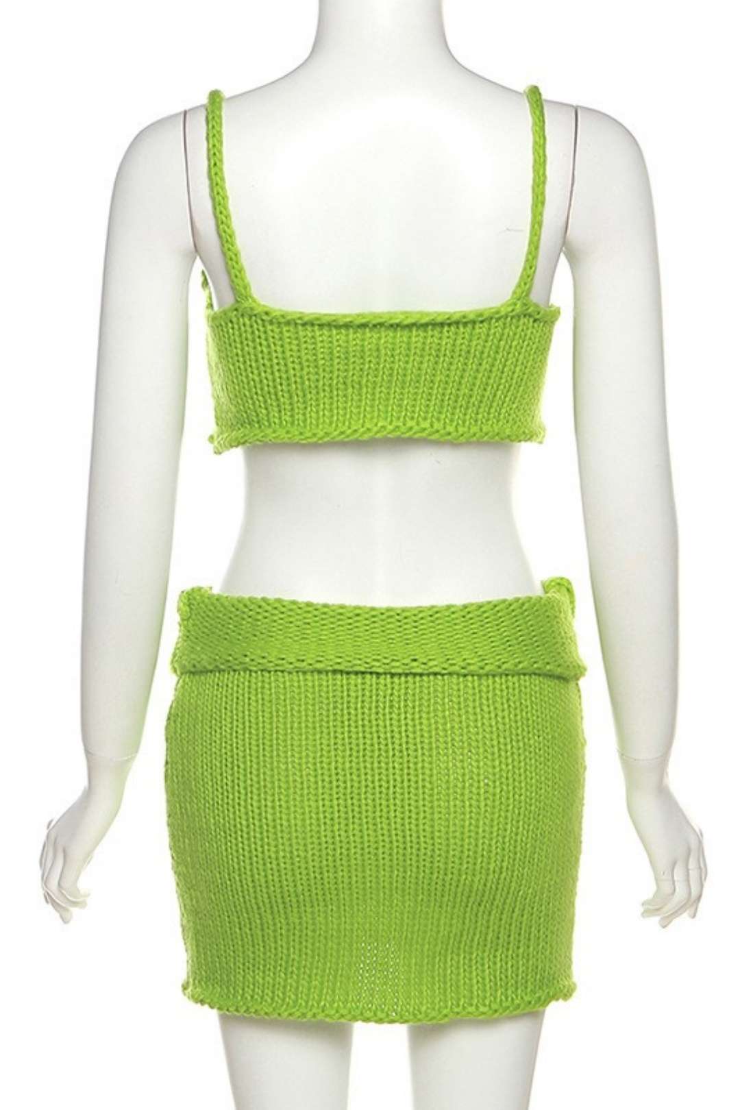 One-shoulder Slim Vest, Low Waist Hip-covering Knitted Skirt Suit