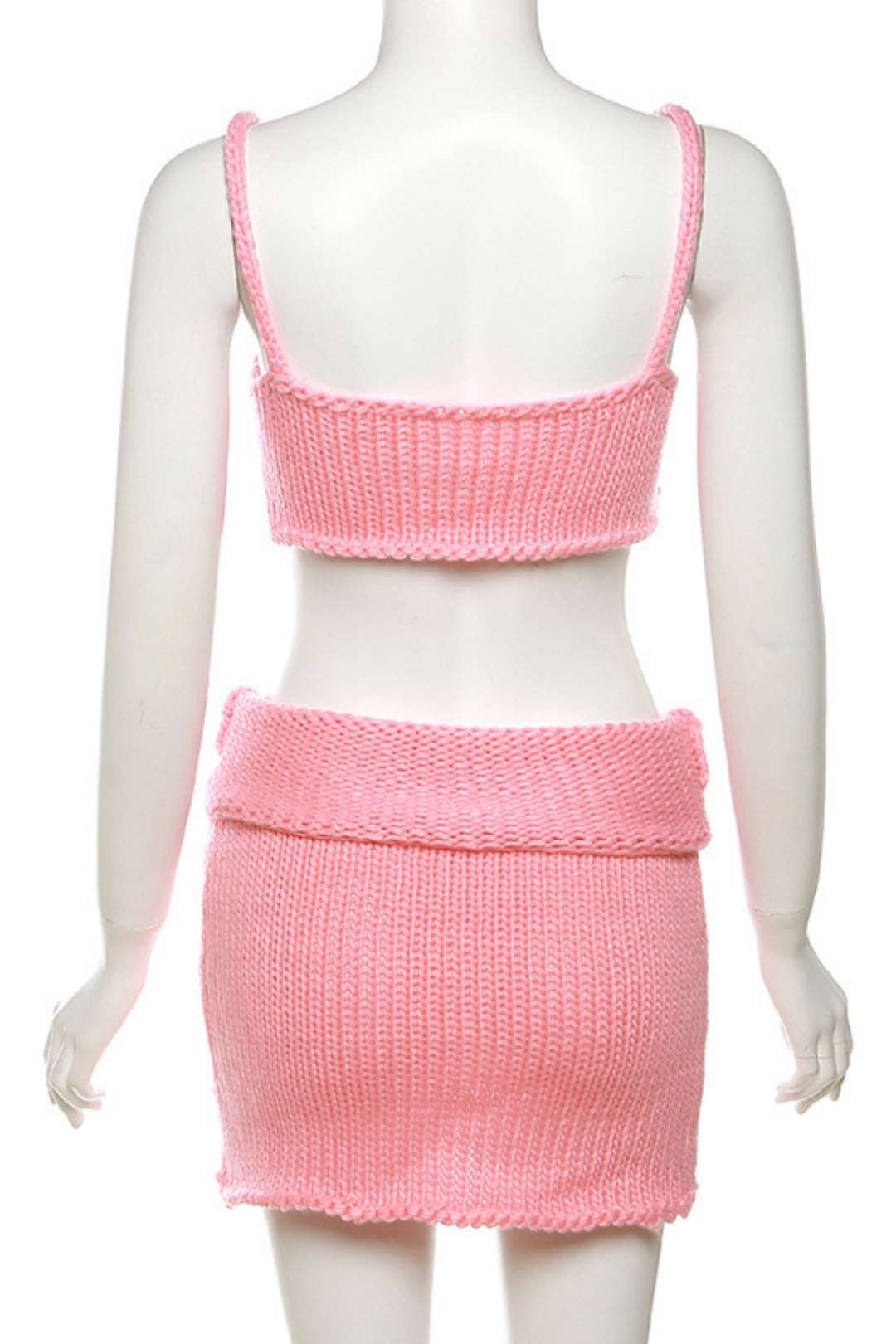 One-shoulder Slim Vest, Low Waist Hip-covering Knitted Skirt Suit