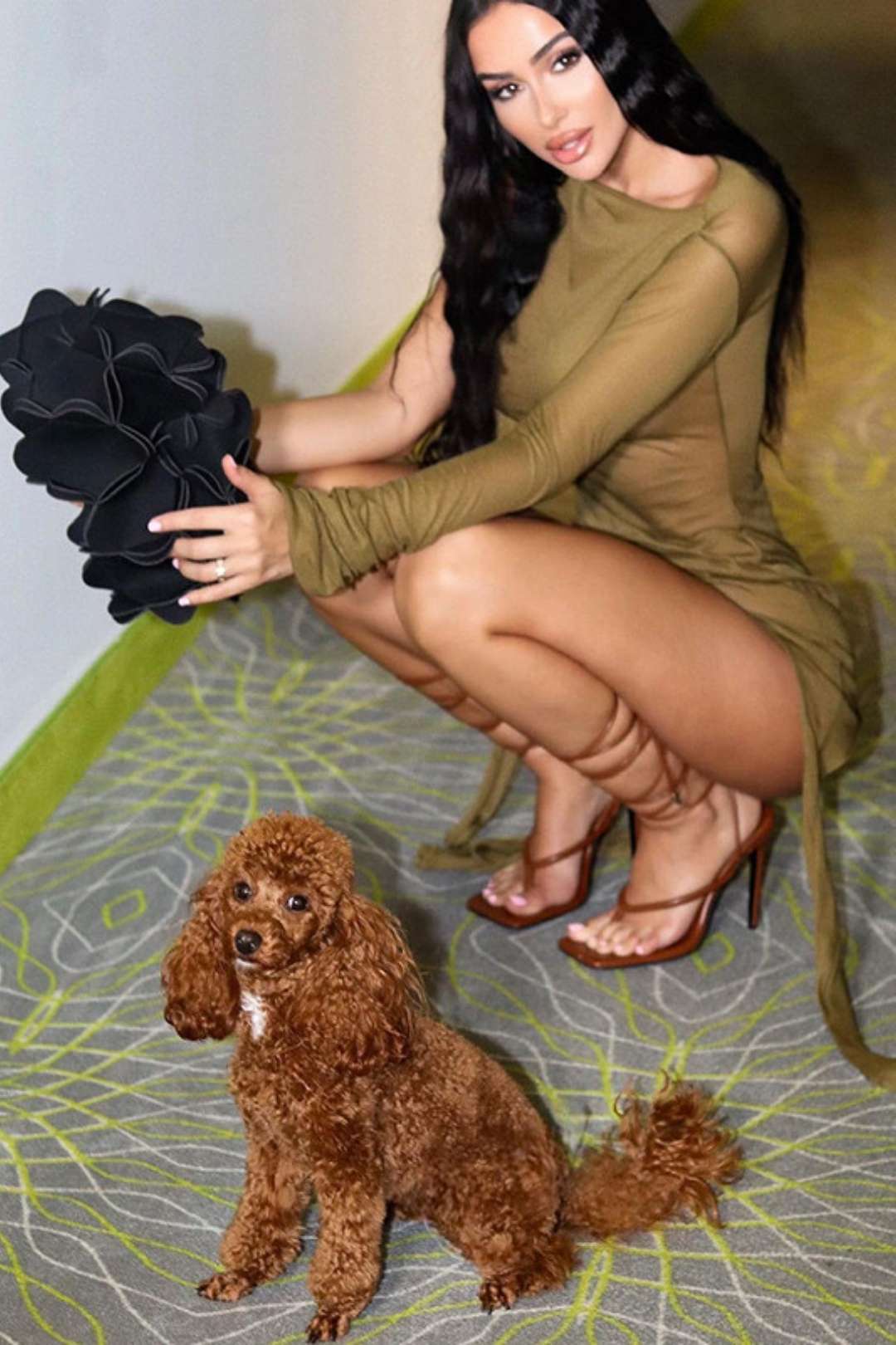 Shoulder Ribbon Sexy Mesh Slim-fitting Hip Dress