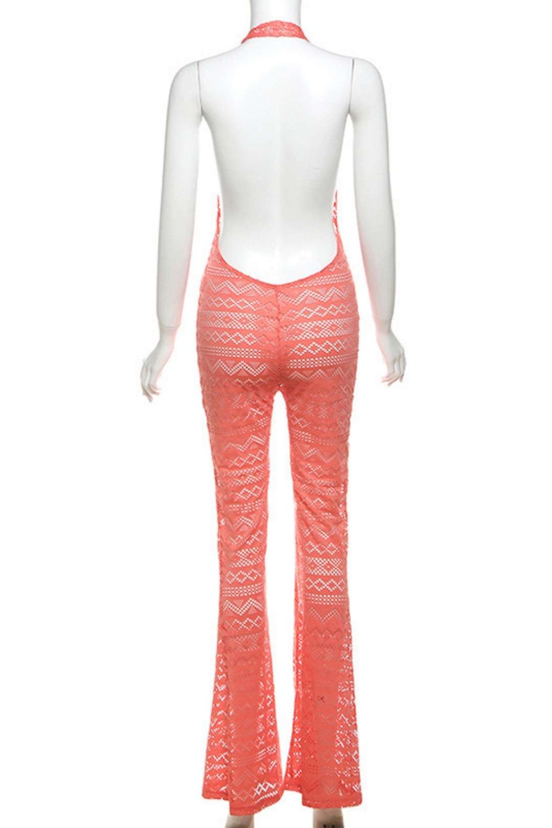 Sexy See-through Lace Jacquard One-piece Tight Jumpsuit