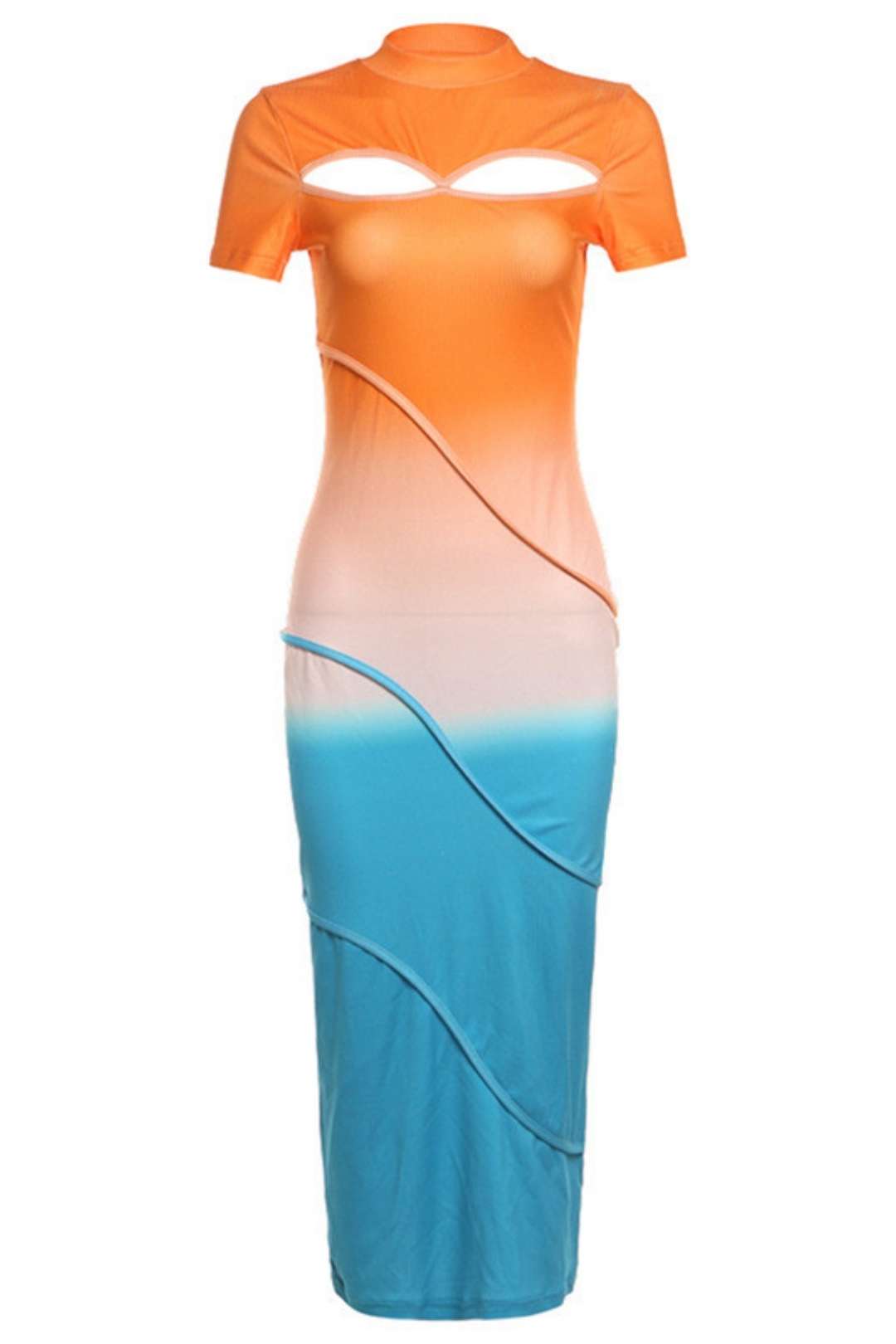 Short-sleeved Hollow Sexy Slim Long Skirt Dress