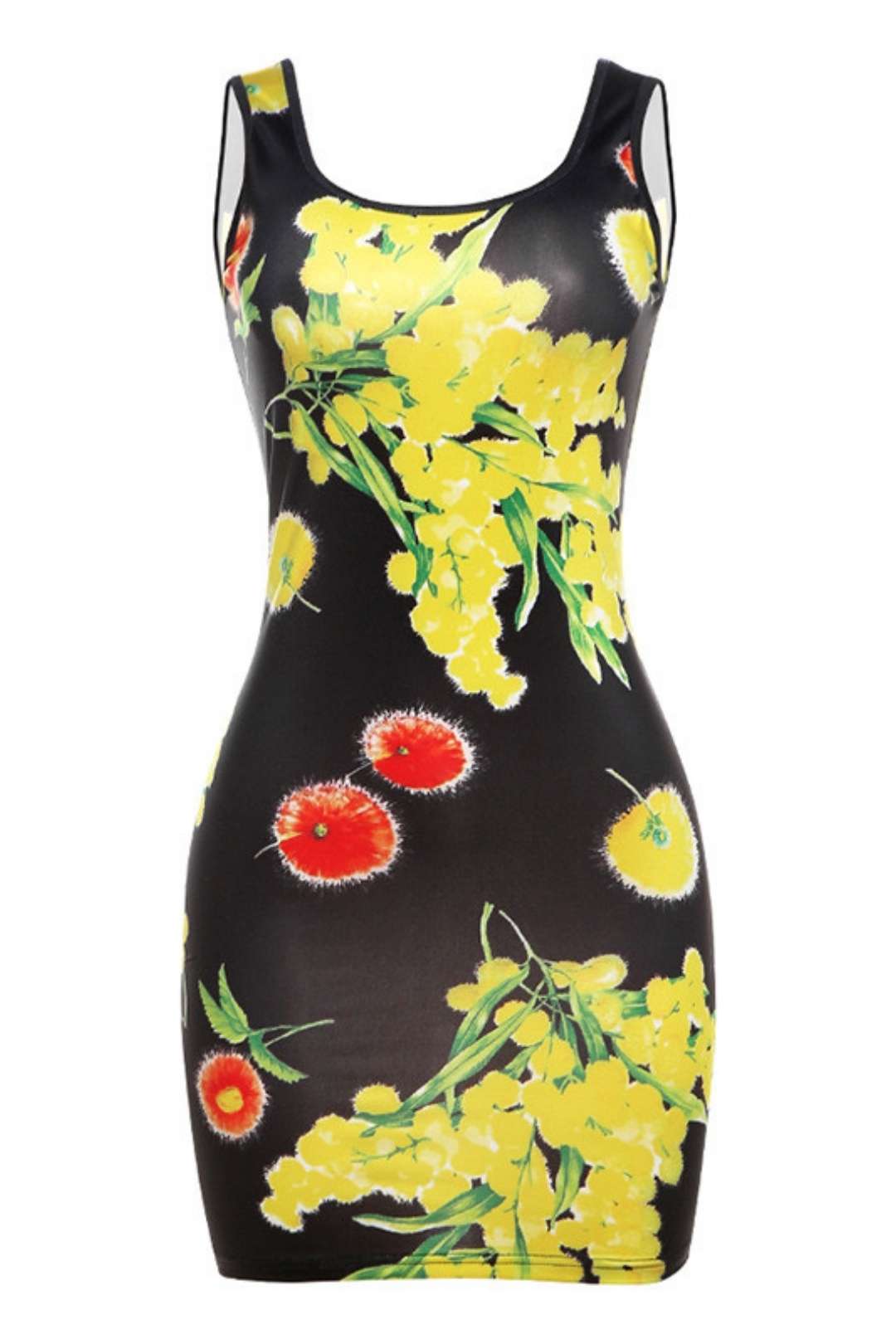 Flower Print Suspender Slim Hip Dress