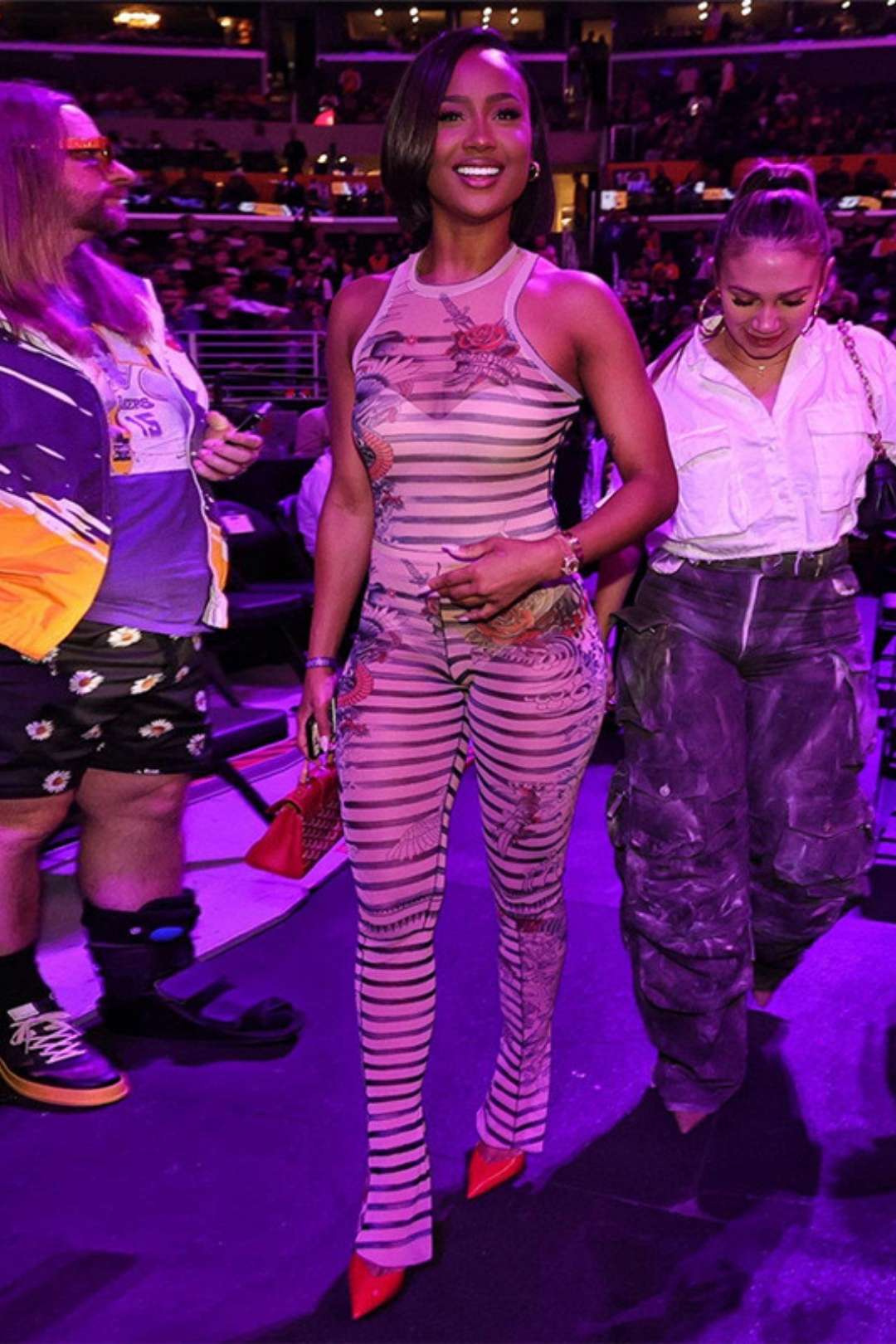 Sleeveless Printed Jumpsuit High Waist Tight Trousers Two Pieces