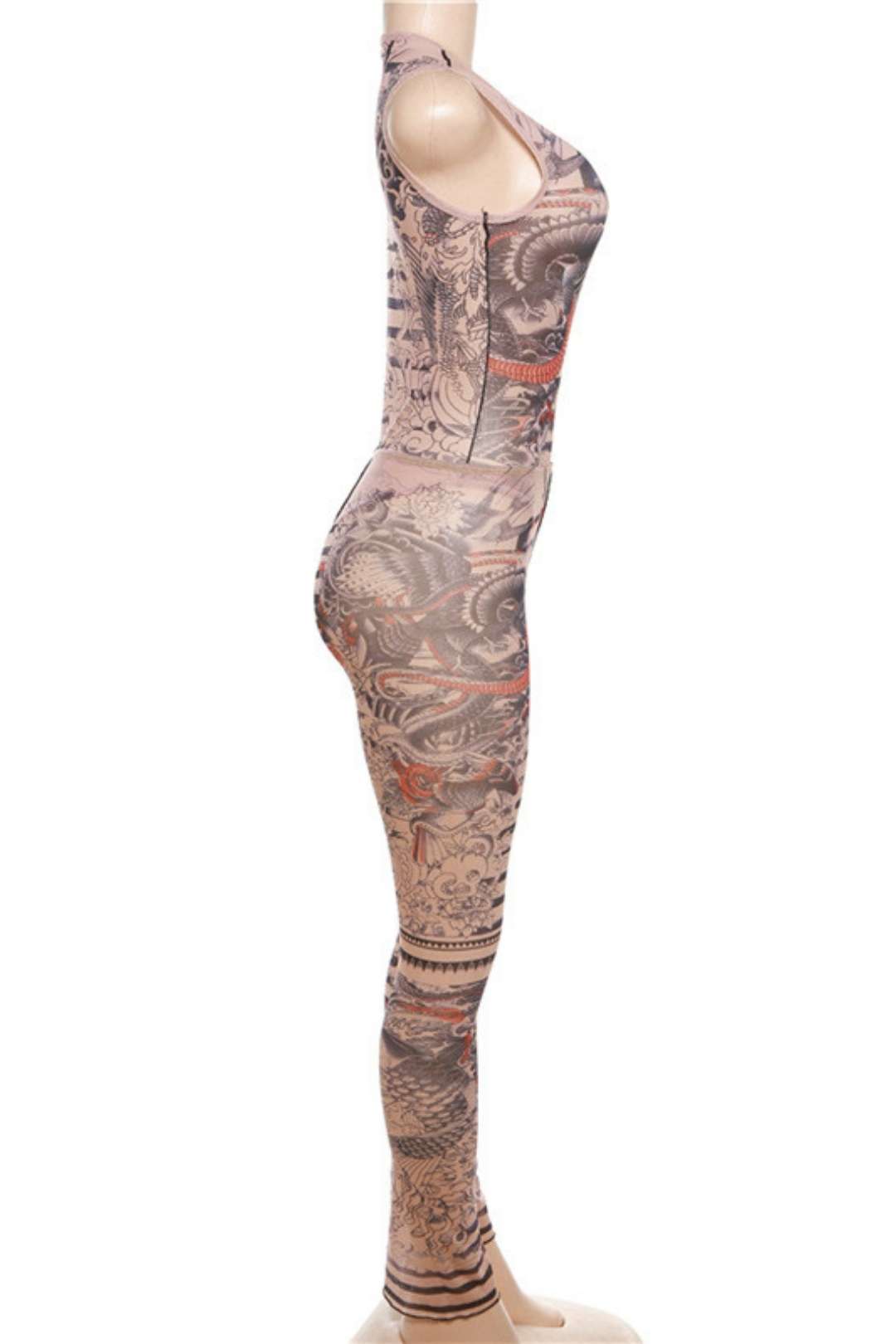 Sleeveless Printed Jumpsuit High Waist Tight Trousers Two Pieces