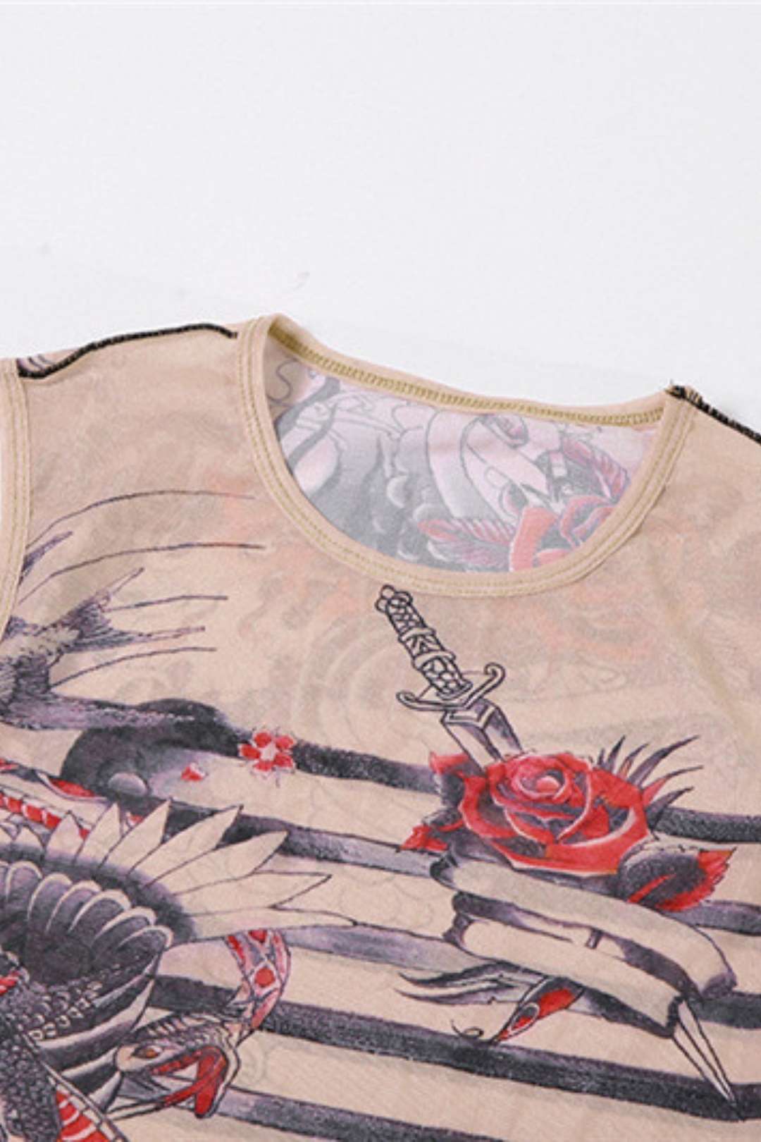 Sleeveless Printed Jumpsuit High Waist Tight Trousers Two Pieces