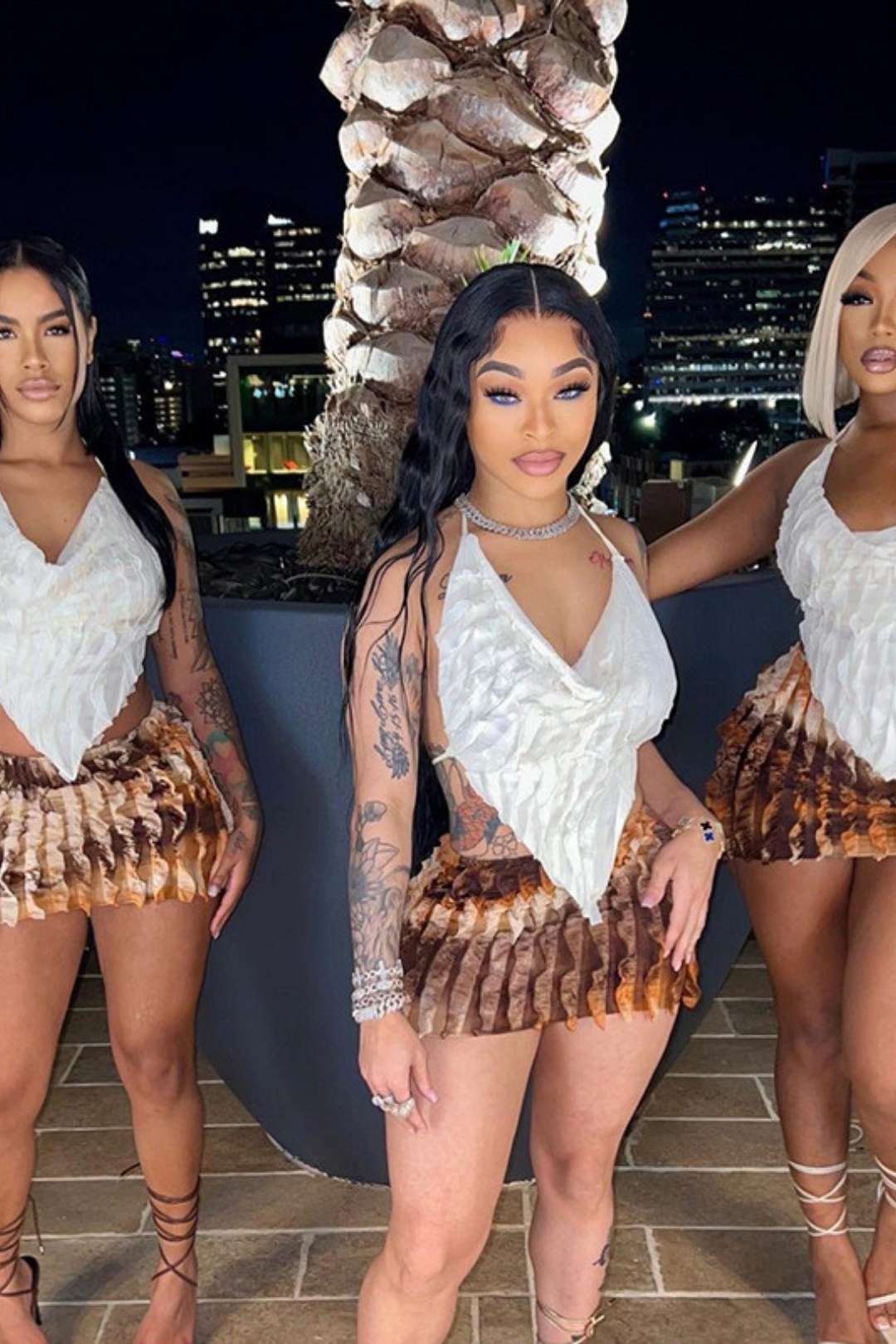 Halterneck Backless Straps And Suspenders Color Matching Sexy Short Skirt Two-piece Set