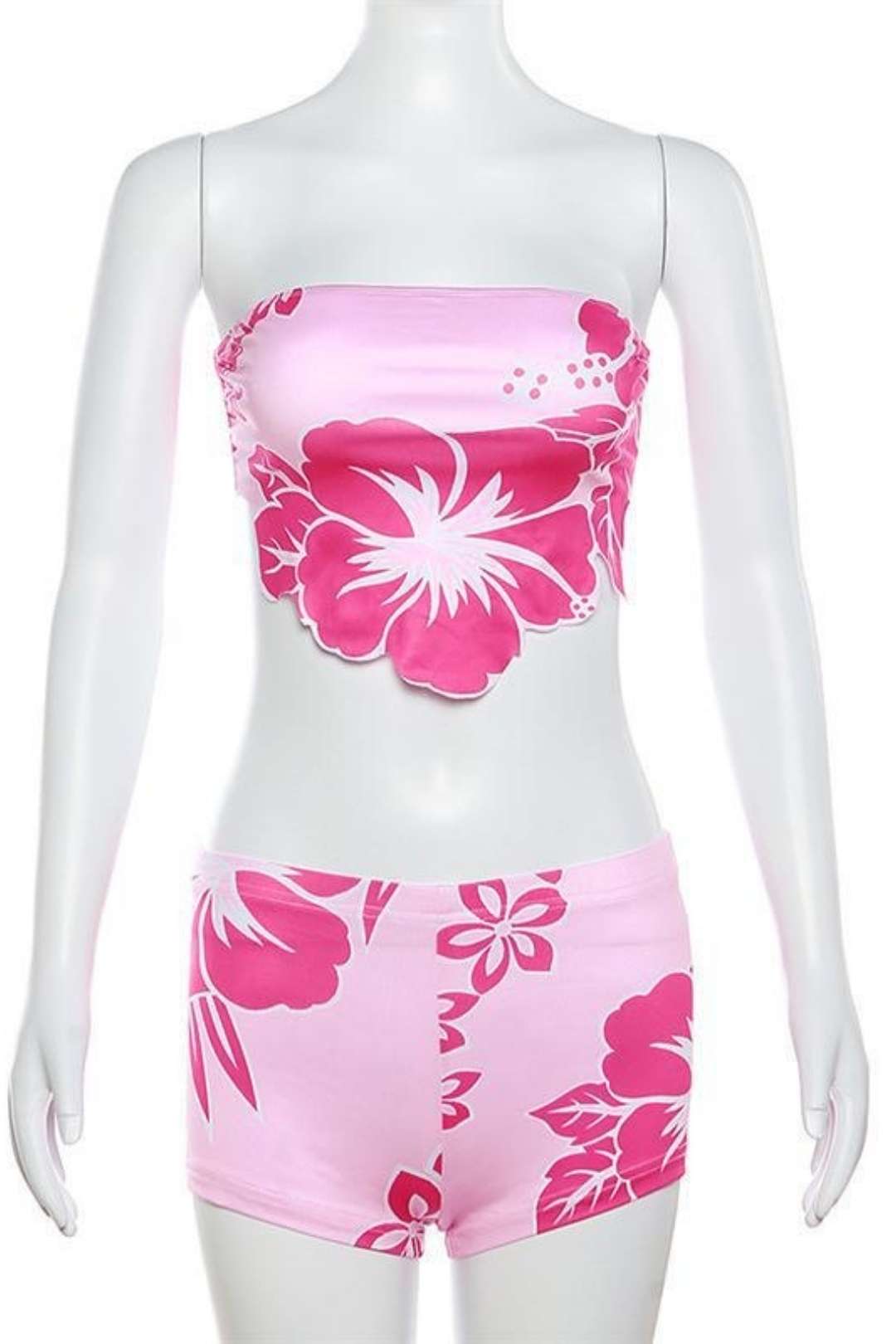 Sleeveless Chest-covering And Backless Printed High-waist And Hip-covering Short Skirt Suit