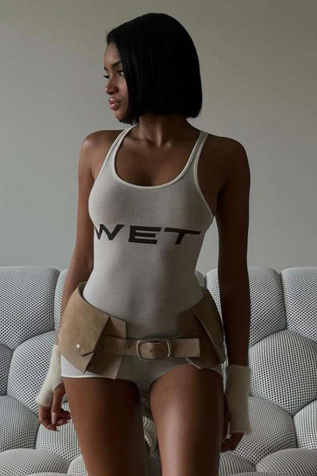 Backless Solid Color Suspender Sports Tight Jumpsuit