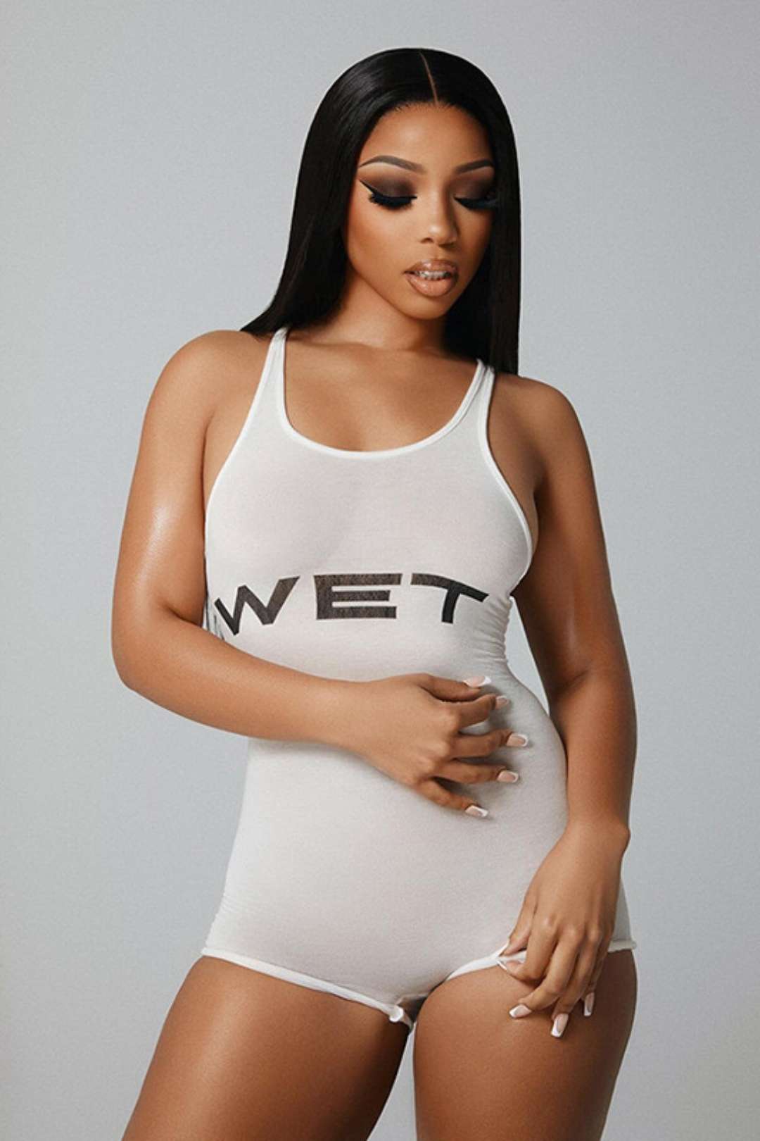 Backless Solid Color Suspender Sports Tight Jumpsuit