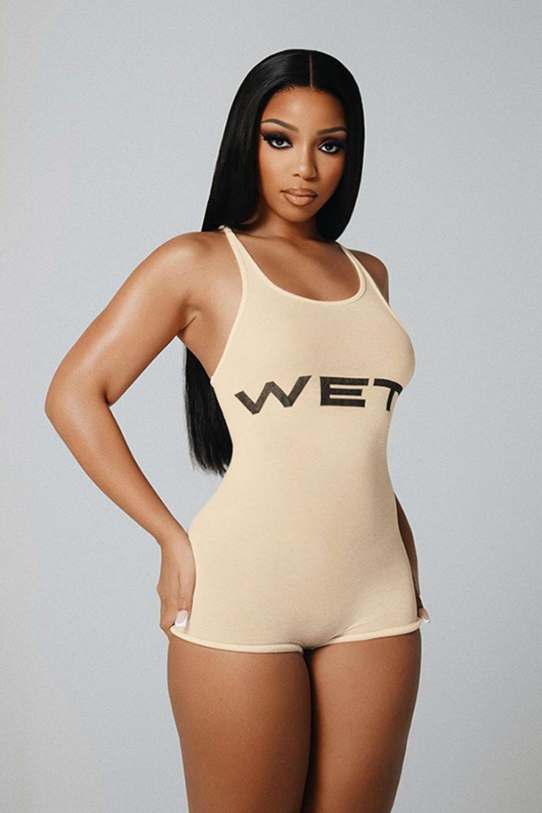 Backless Solid Color Suspender Sports Tight Jumpsuit