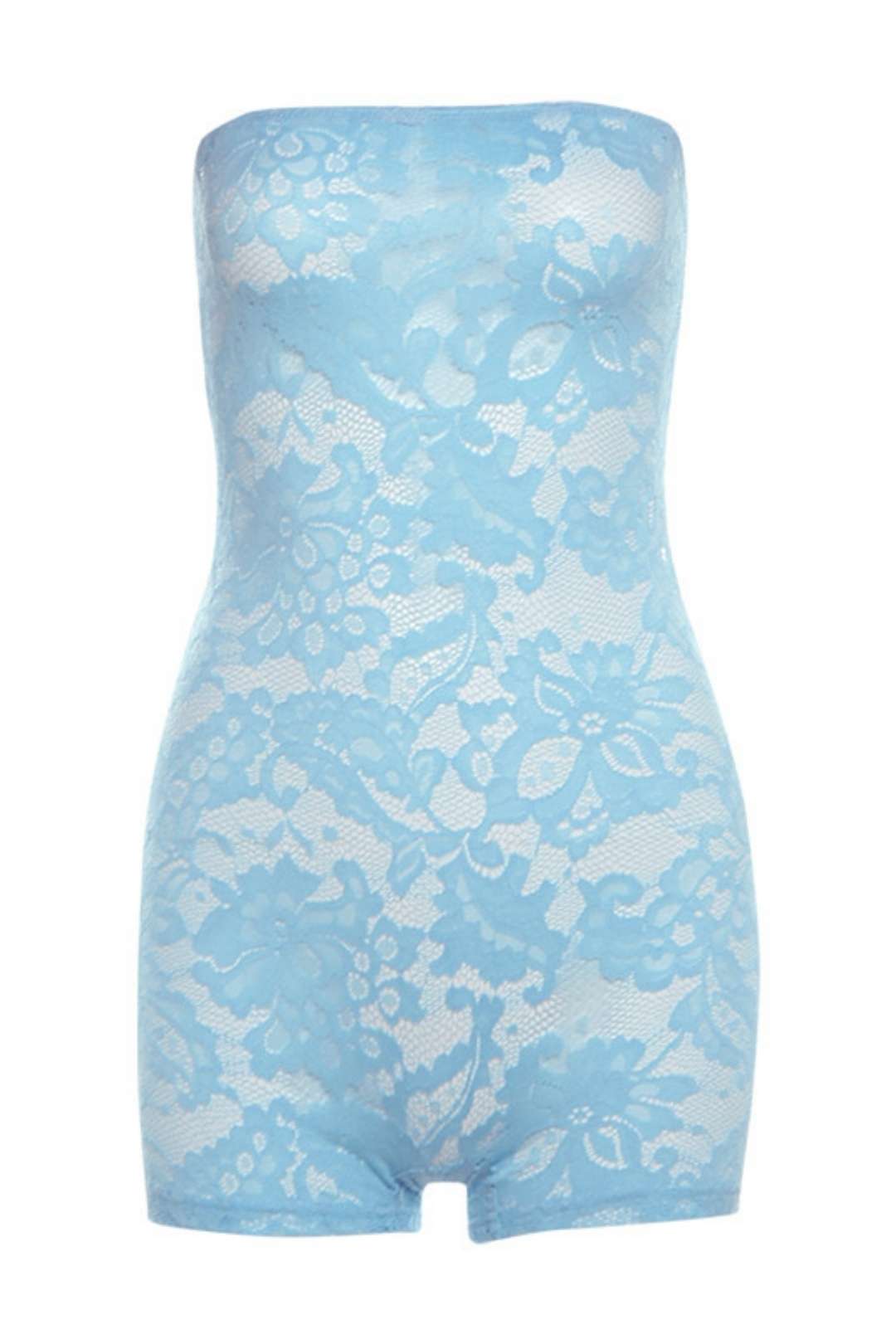 See-through Lace Jacquard Tube Top Bodysuit