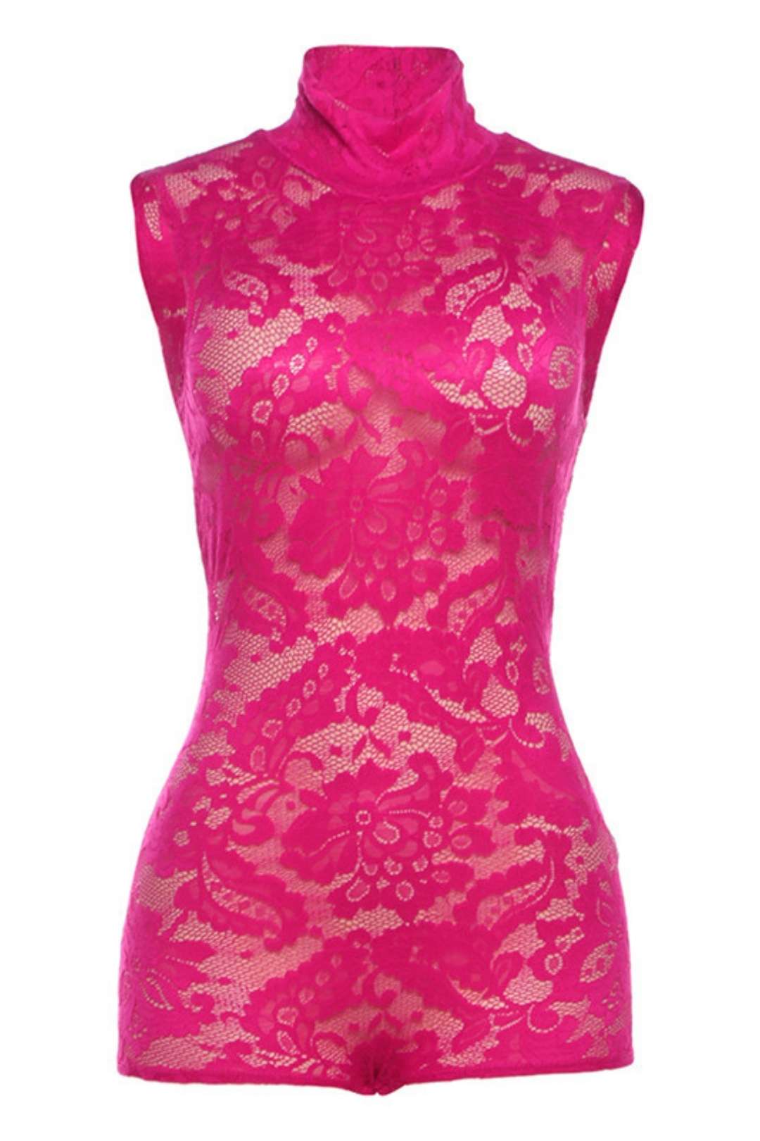 See-through Lace Jacquard Tube Top Bodysuit