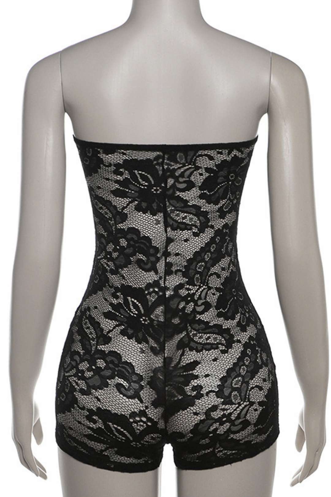 See-through Lace Jacquard Tube Top Bodysuit