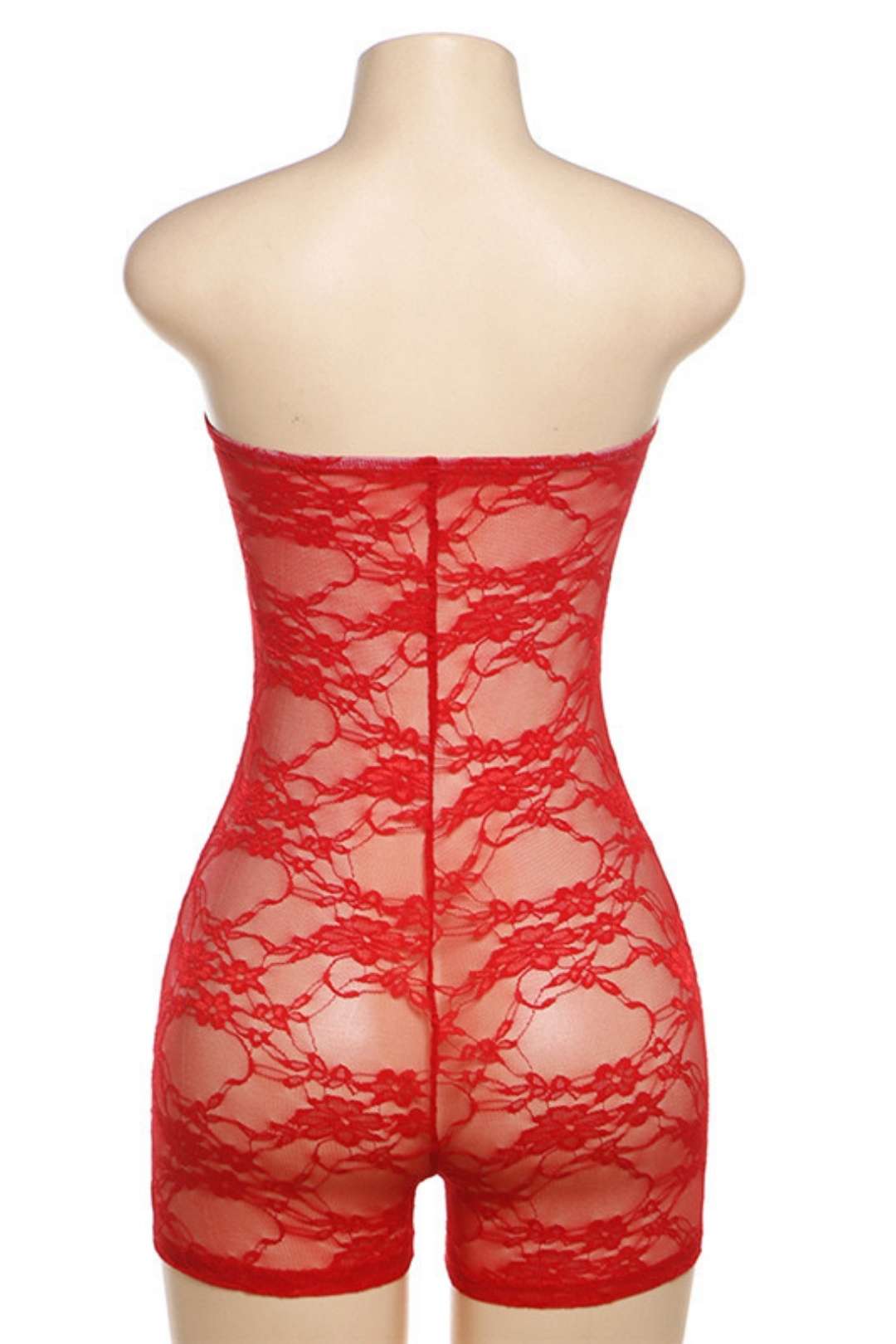See-through Lace Jacquard Tube Top Bodysuit