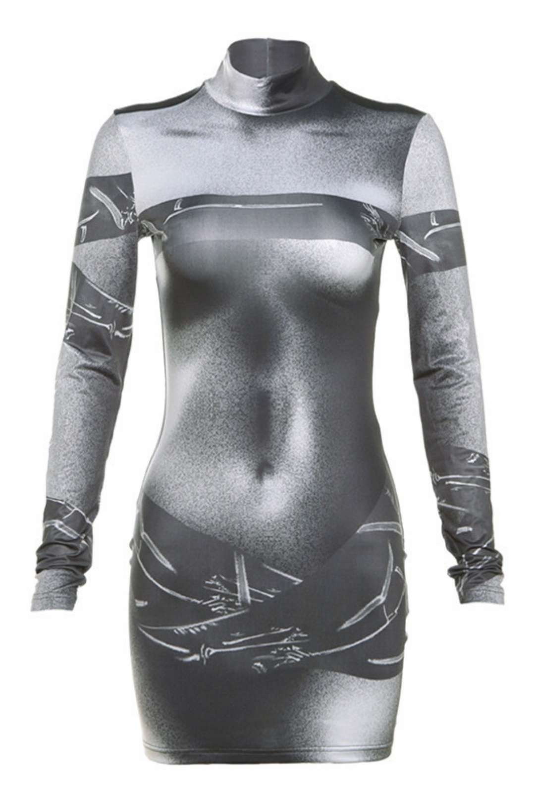 3D Body Printing High Collar Hip Dress For Women