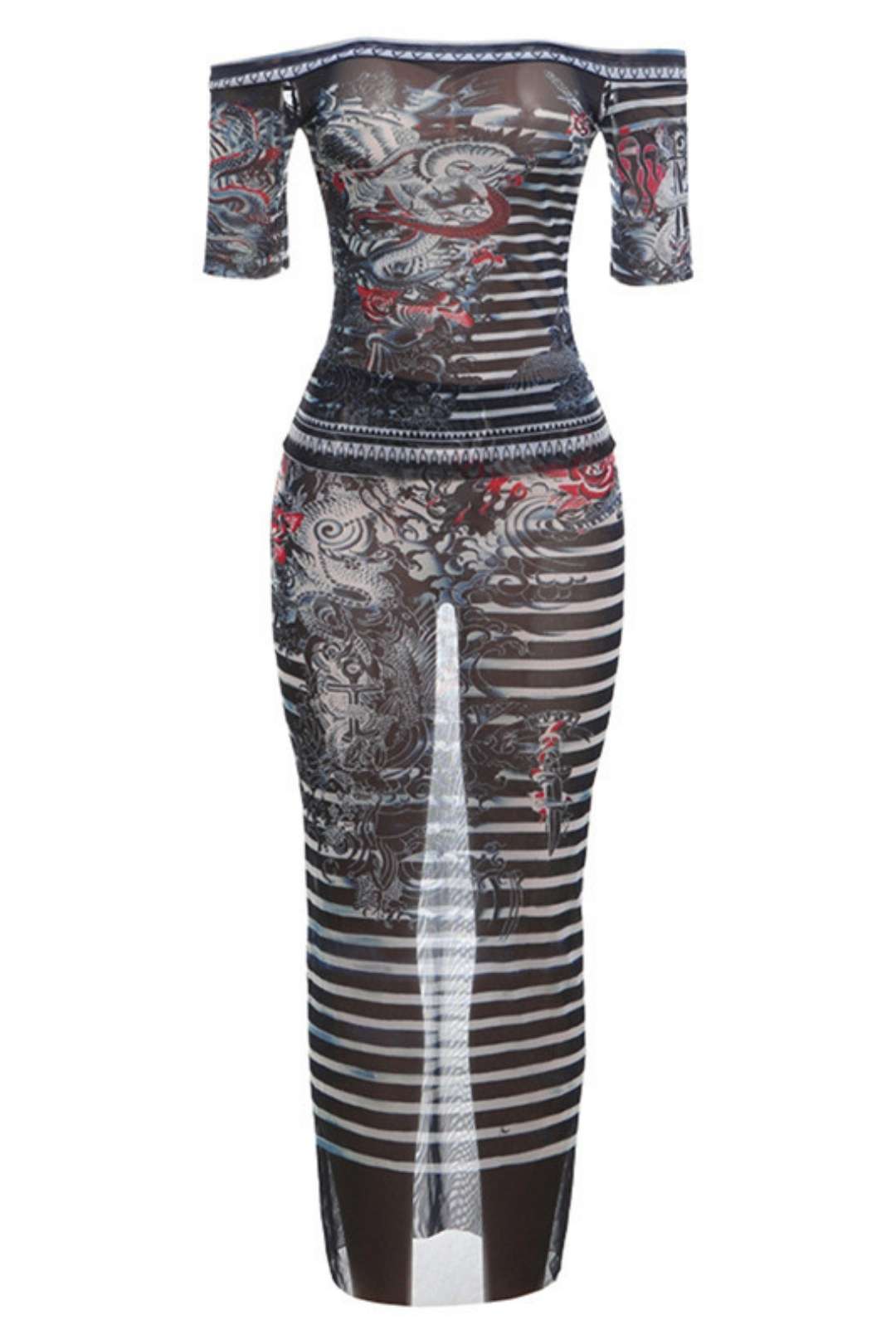 3D Digital Three-dimensional Printing Short-sleeved Suit Long Skirt