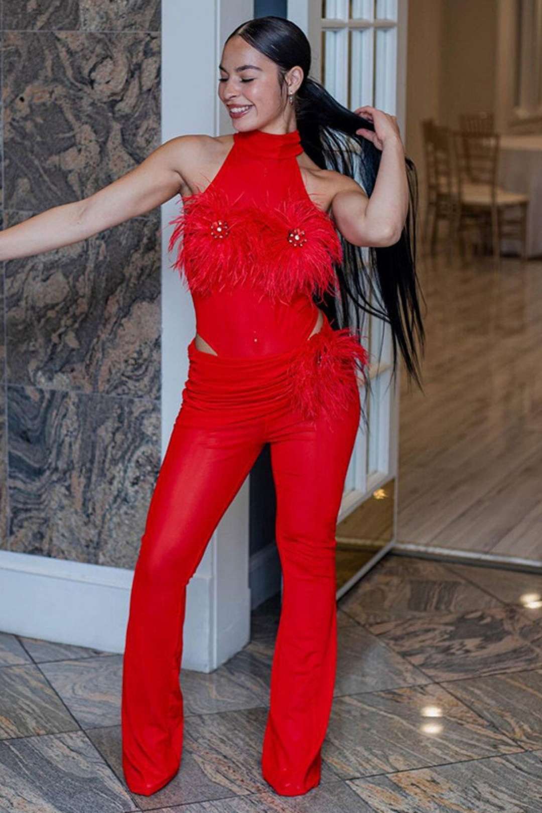 See-through Sleeveless Pullover Jumpsuit Suit