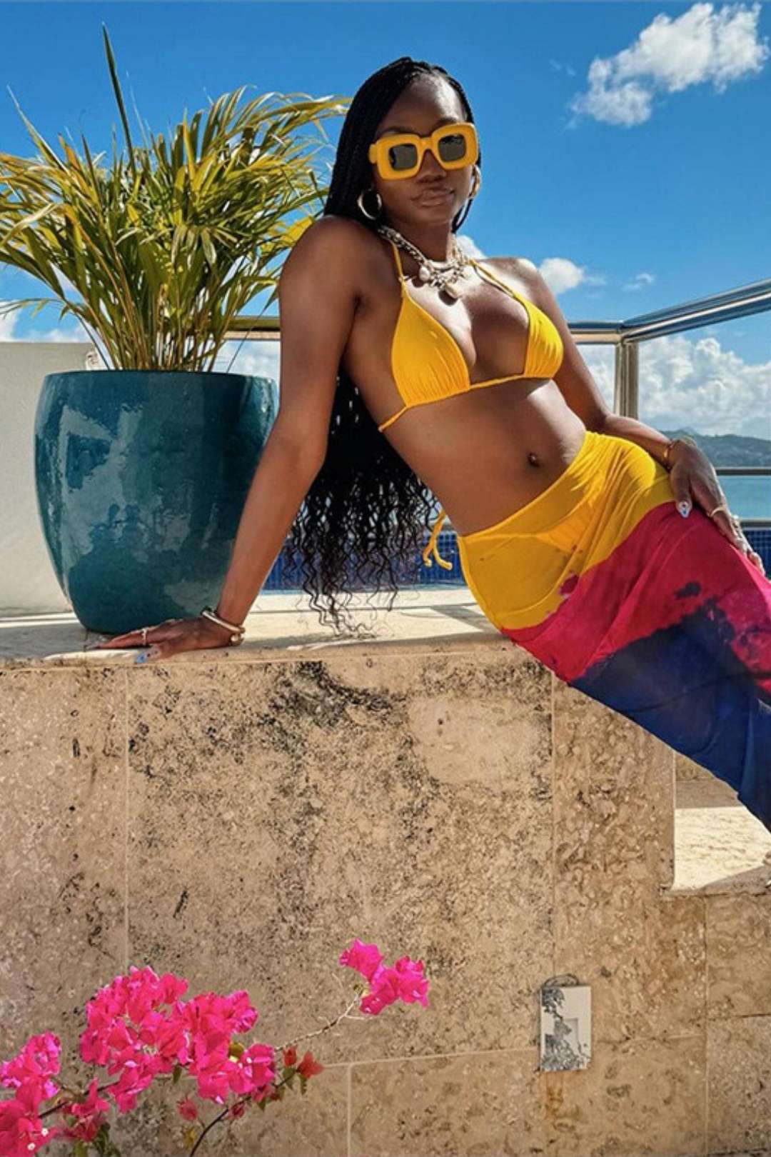 Print Halter Neck Wrap Chest High Waist Hip Long Skirt Suit