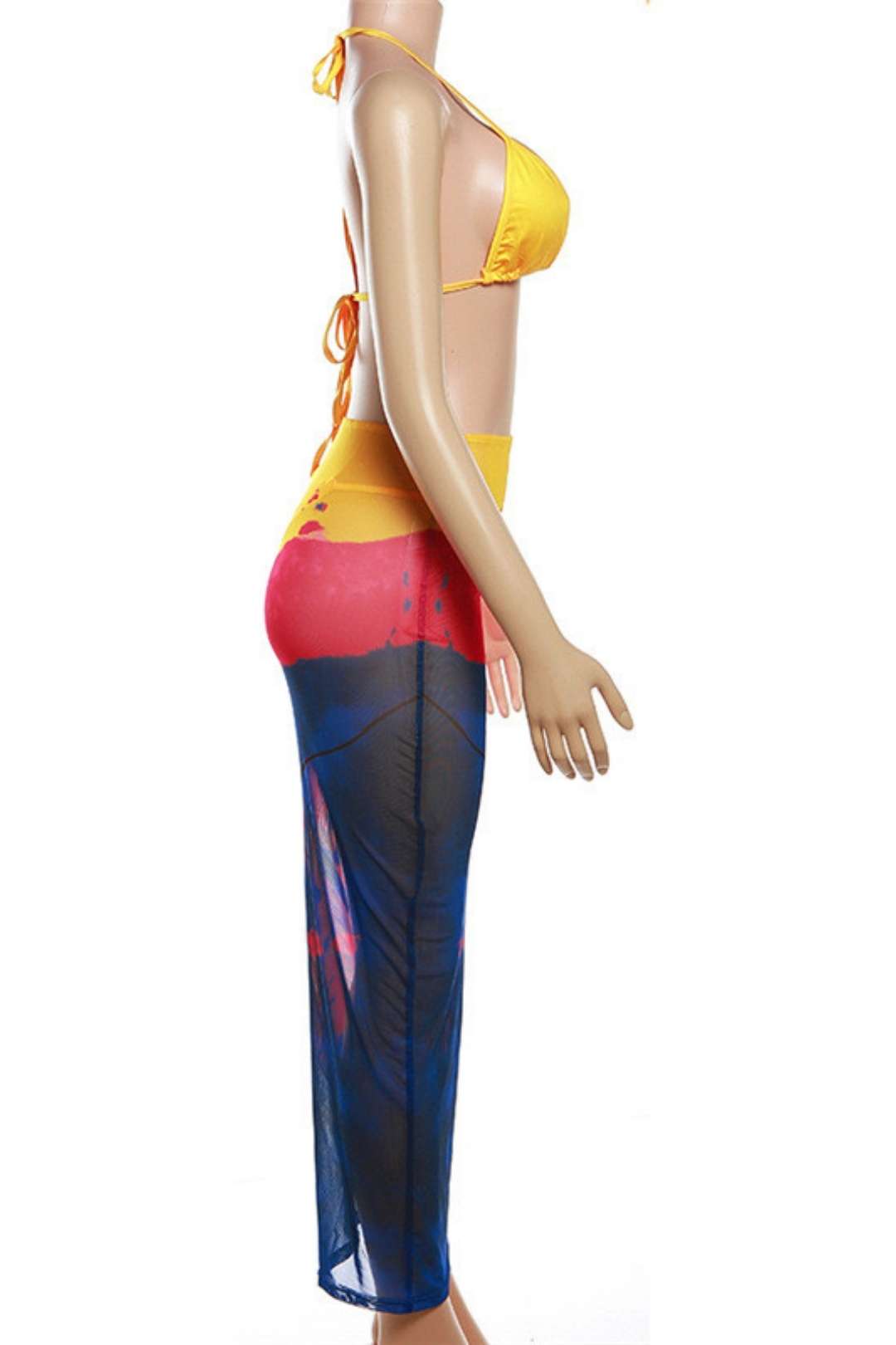 Print Halter Neck Wrap Chest High Waist Hip Long Skirt Suit