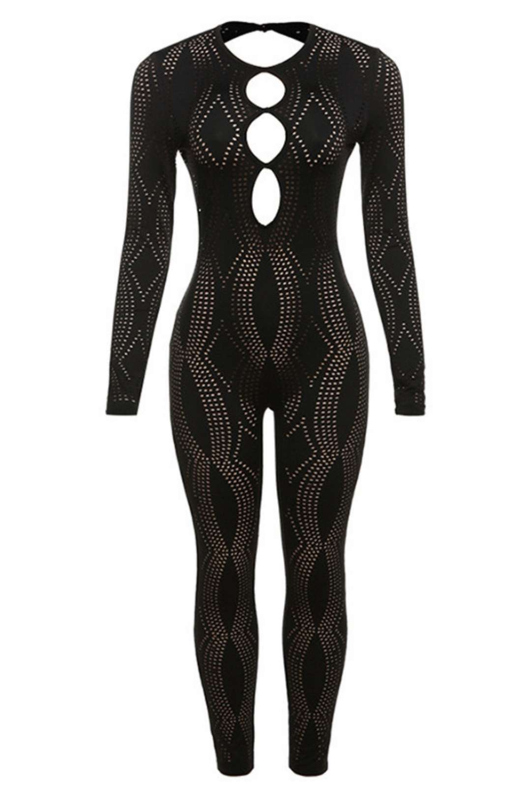 Hole See-through High Waist Tight Jumpsuit