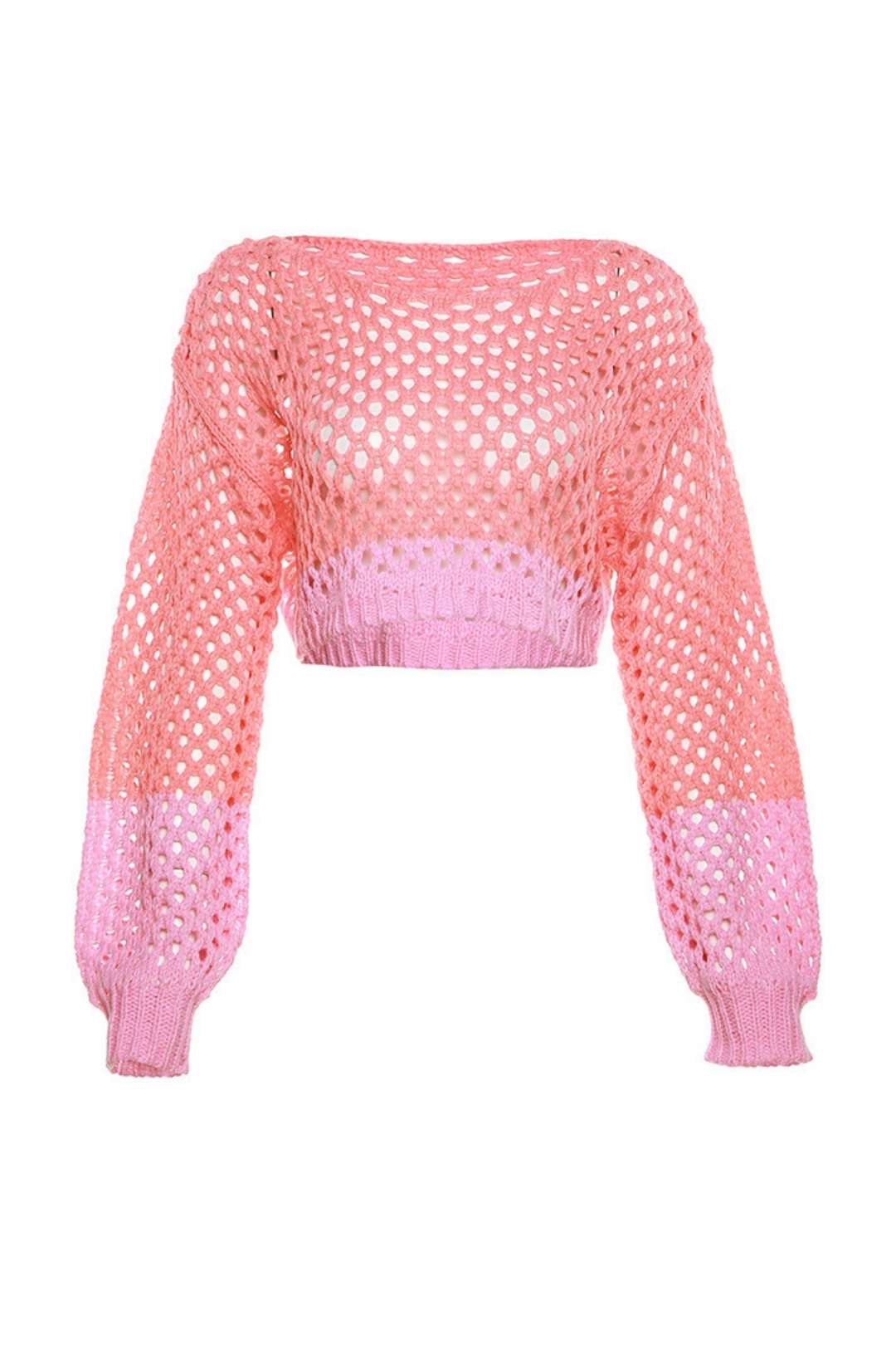 Slim See-through Navel Exposed Short Casual Sweater